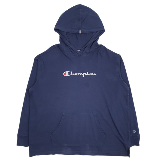 Womens Navy Champion Spellout Lightweight Hoodie Jumper