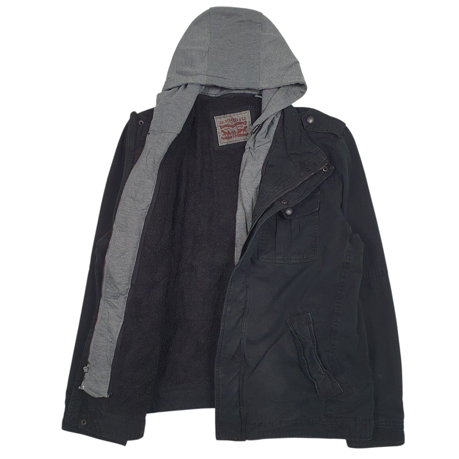 Mens Black Levis Sherpa Lined  Coat