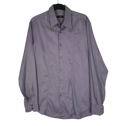 Mens Purple Hugo Boss  Long Sleeve Shirt