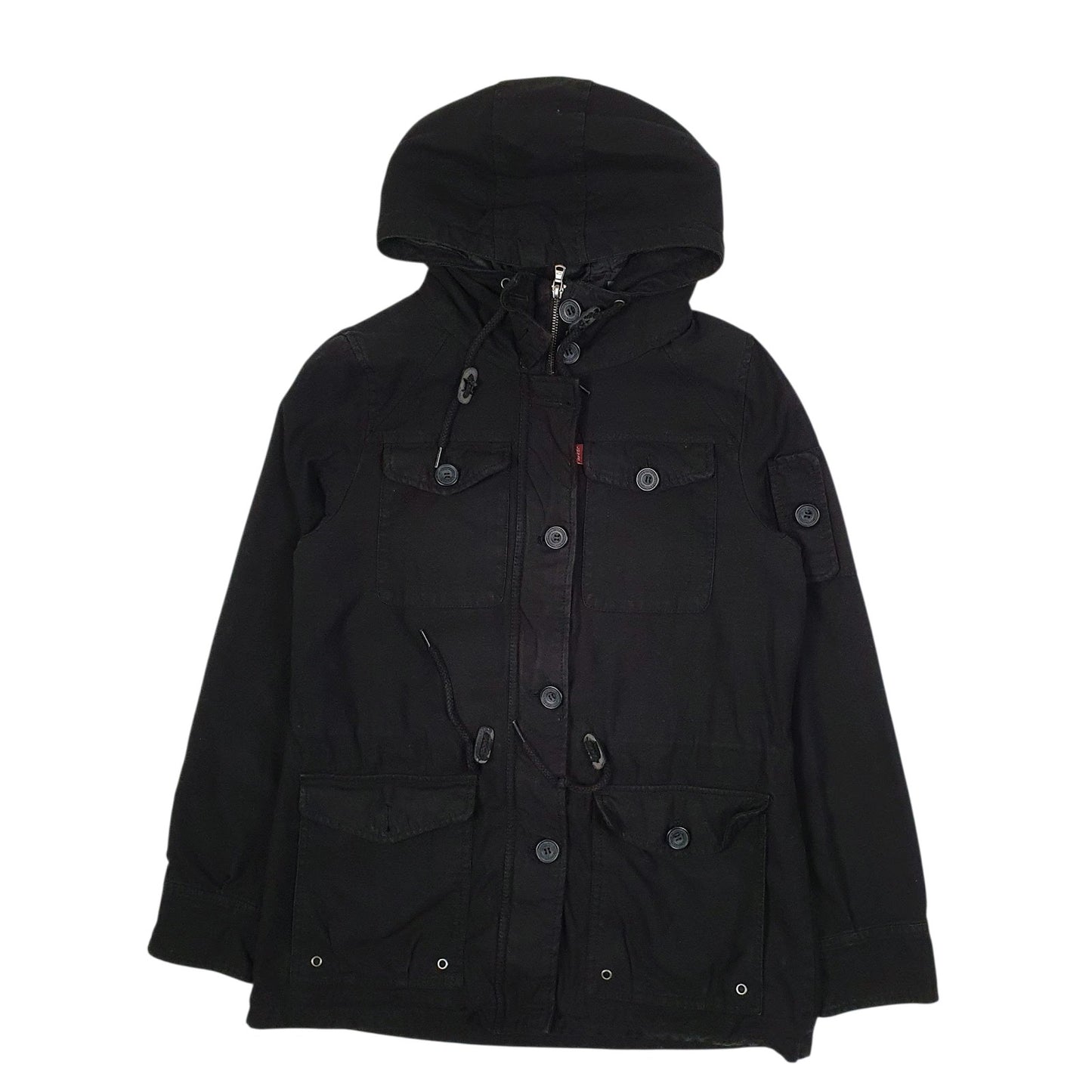 Mens Black Levis Windbreaker Hooded  Coat