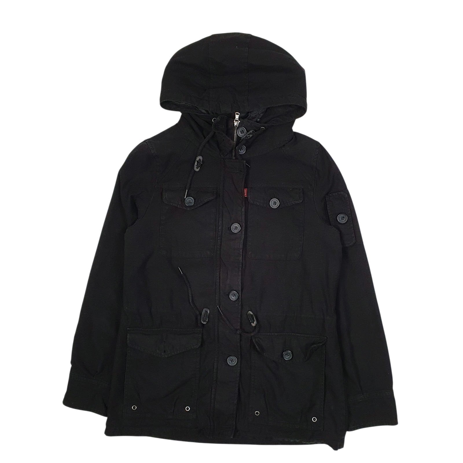 Mens Black Levis Windbreaker Hooded  Coat