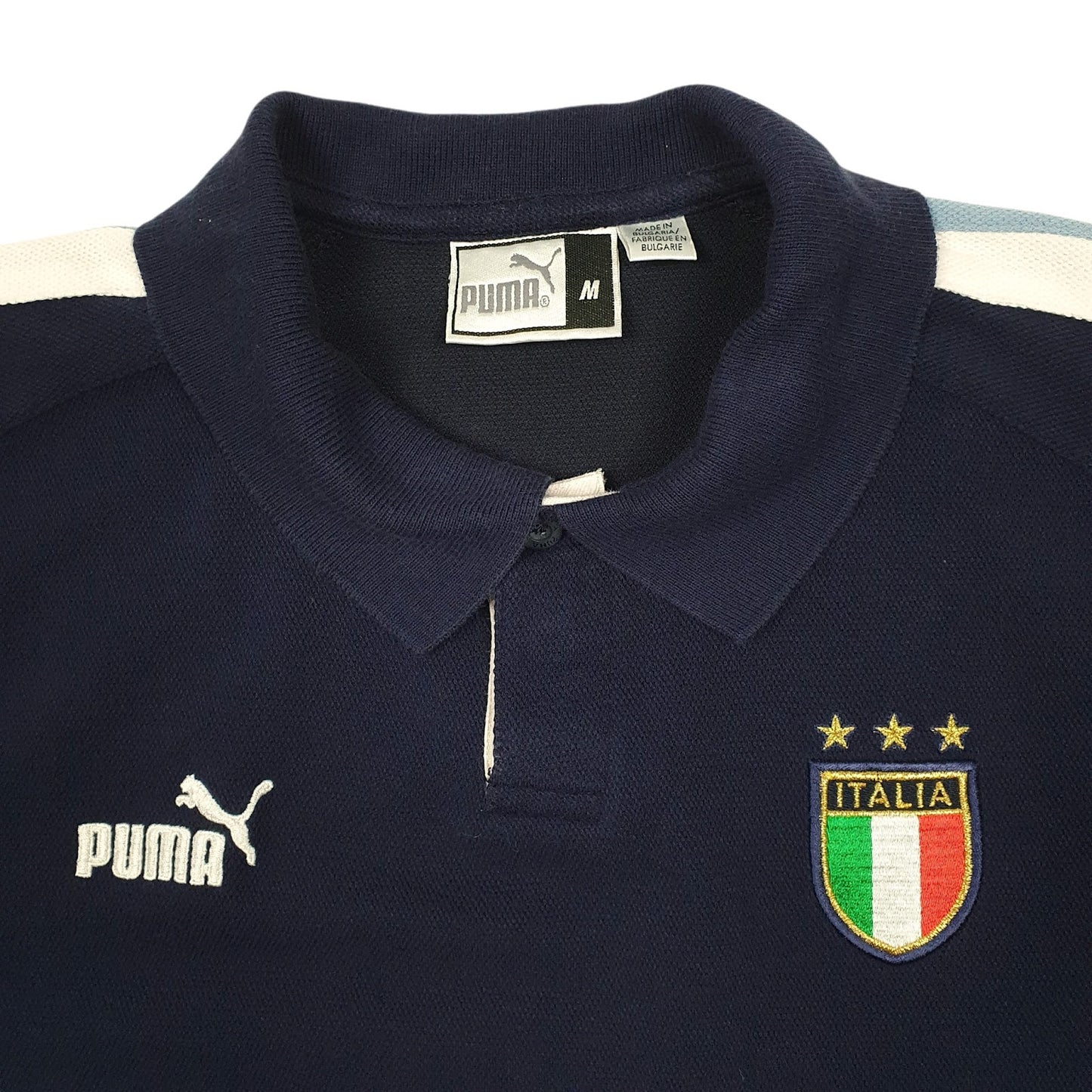 Mens Navy Puma Italy Football Hoodie Polo Shirt
