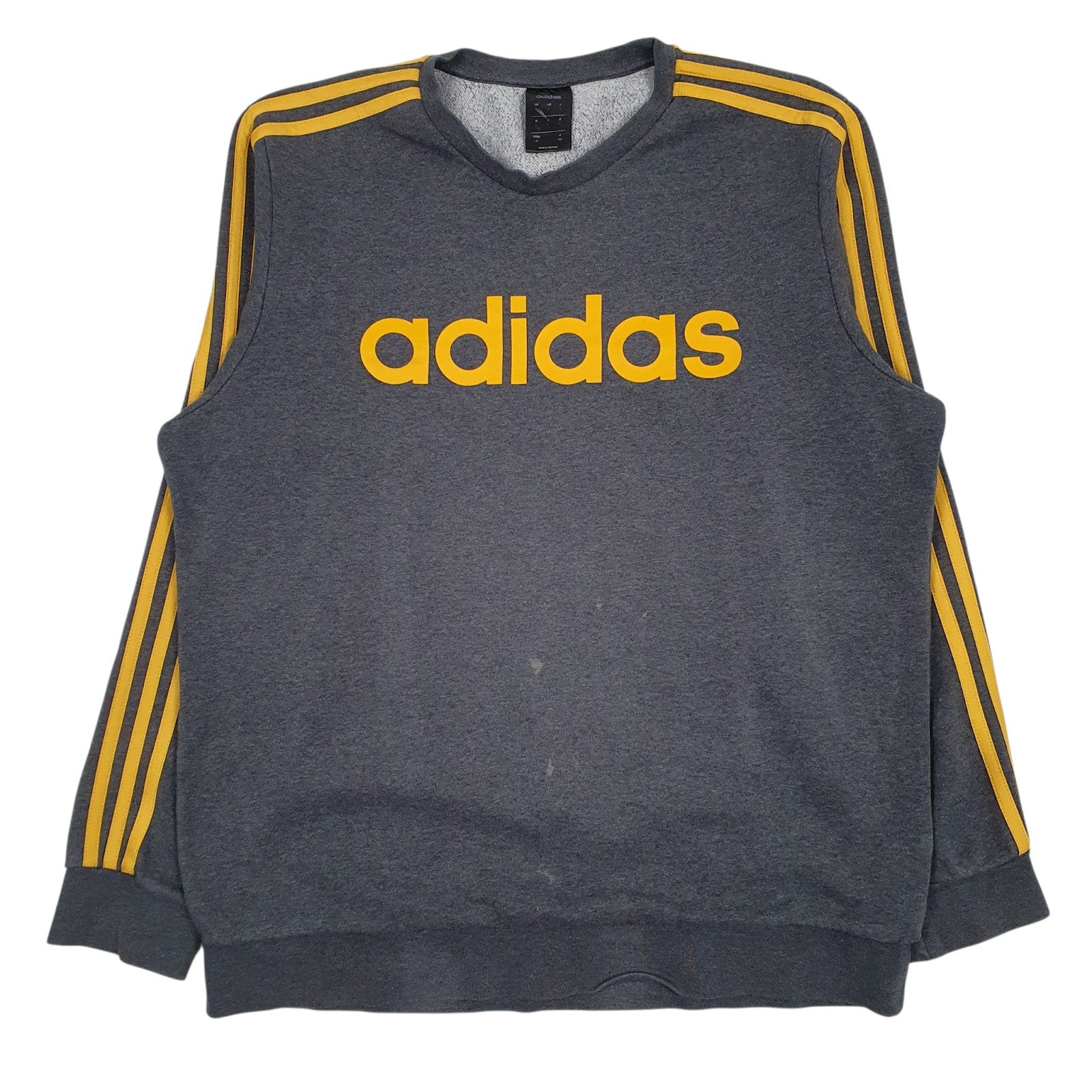 Mens Grey Adidas Spellout Crewneck Jumper