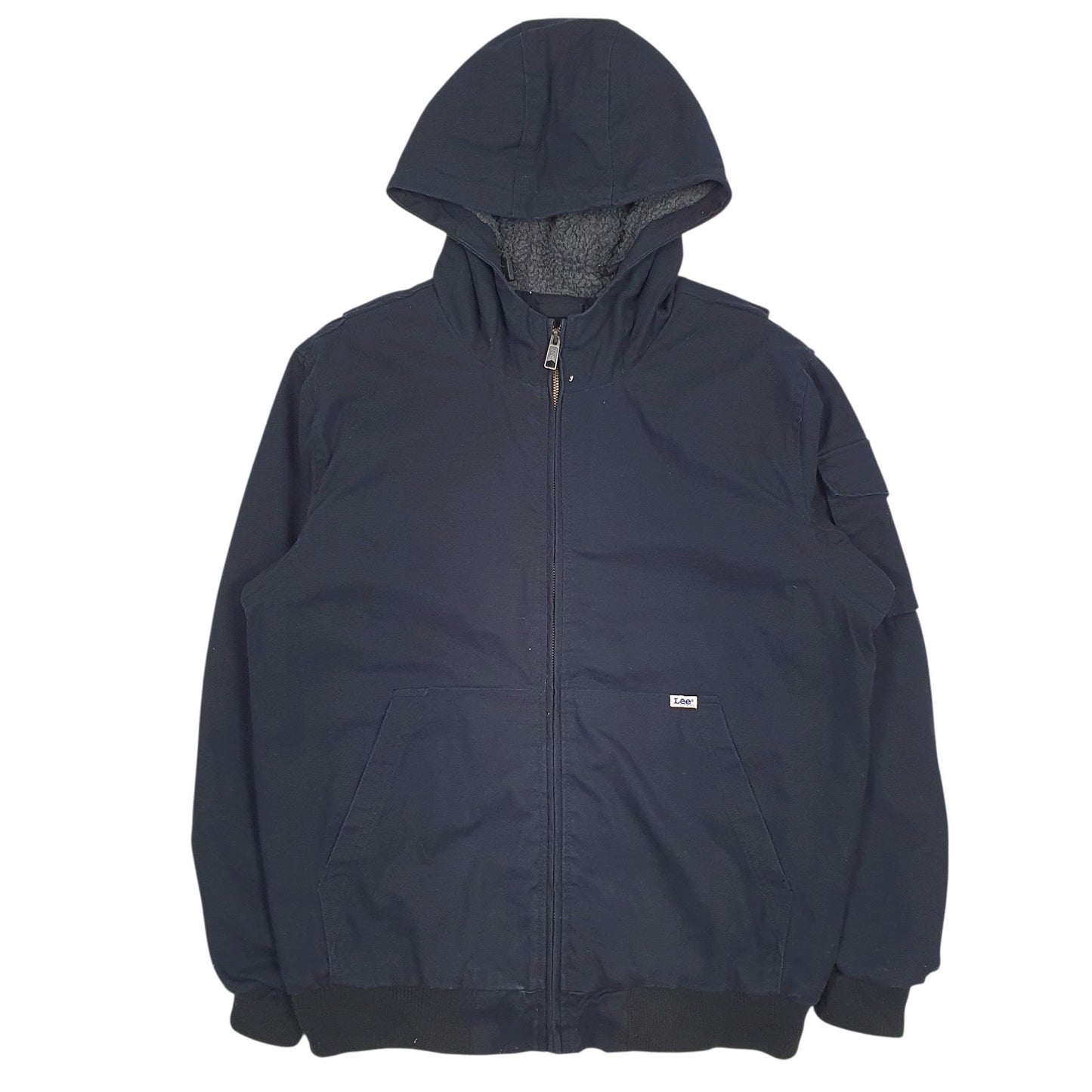 Mens Navy Lee Sherpa Lined  Coat