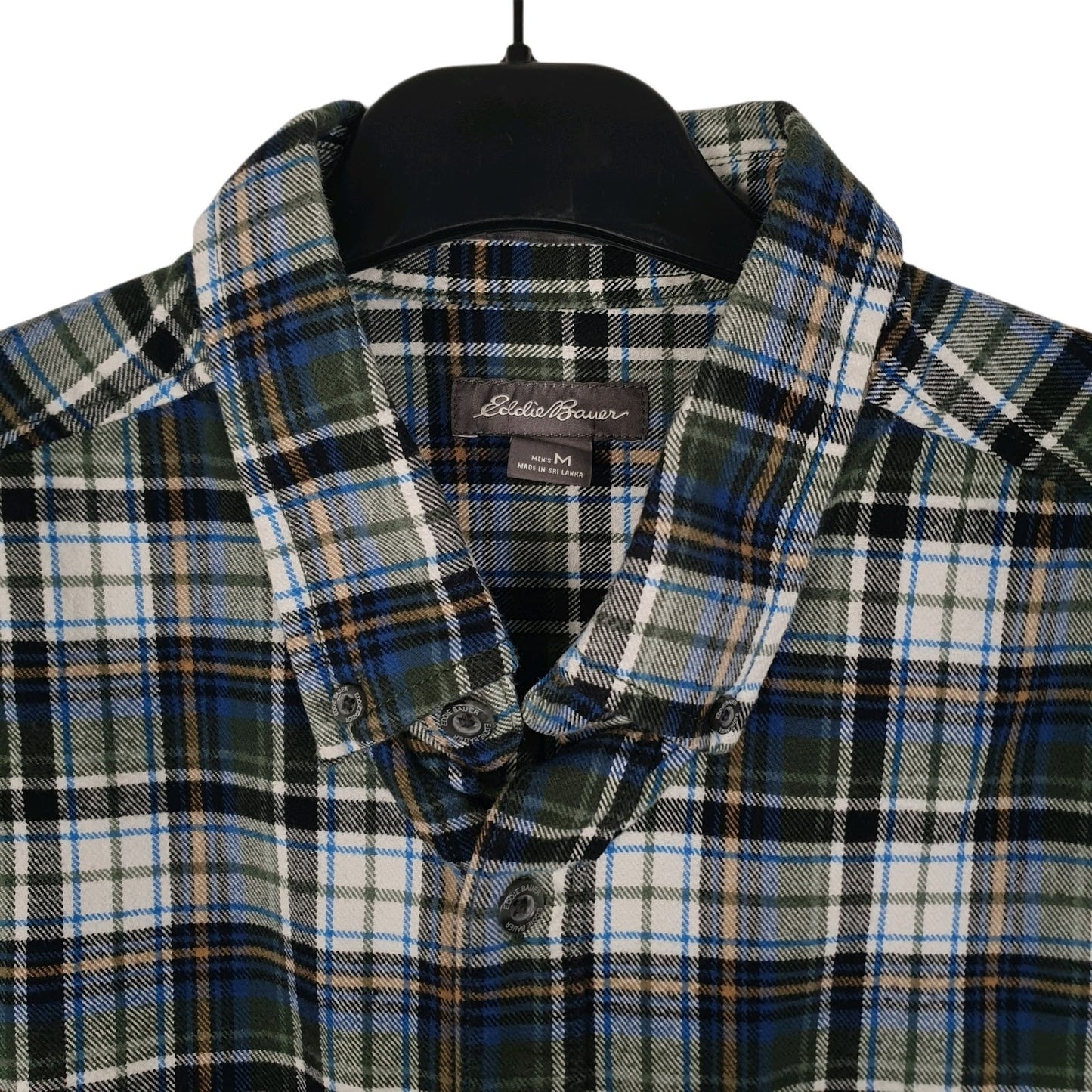 Mens Green Eddie Bauer Thick Flannel Plaid  Shirt