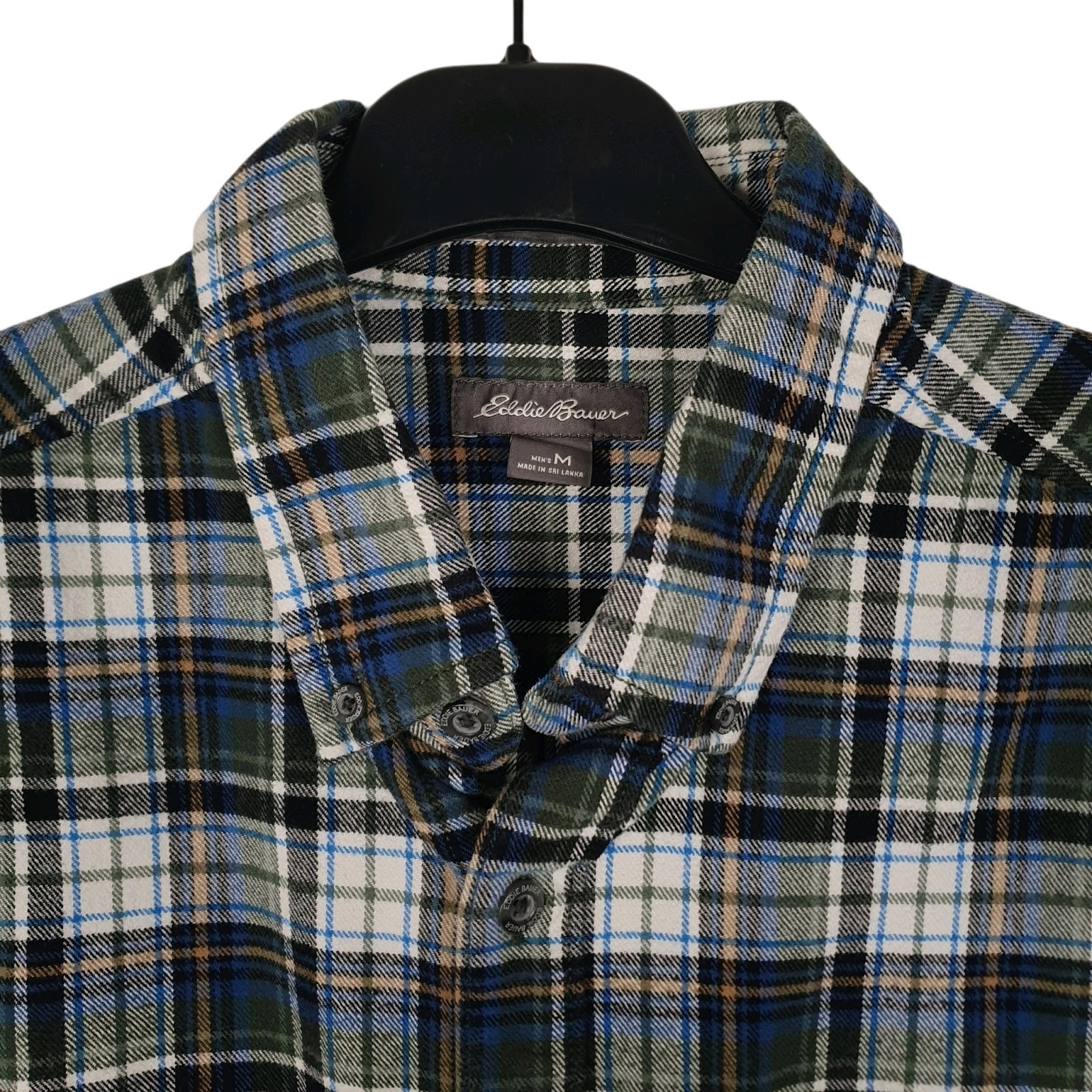 Mens Green Eddie Bauer Thick Flannel Plaid  Shirt