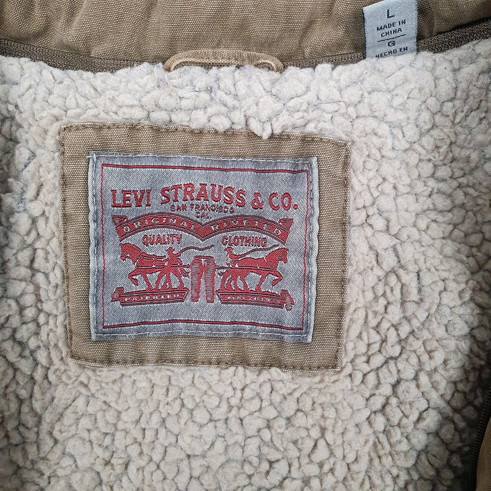 Mens Brown Levis Sherpa Lined Military  Coat