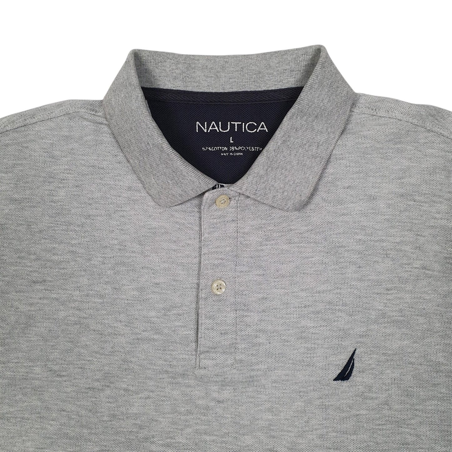 Mens Grey Nautica  Hoodie Polo Shirt
