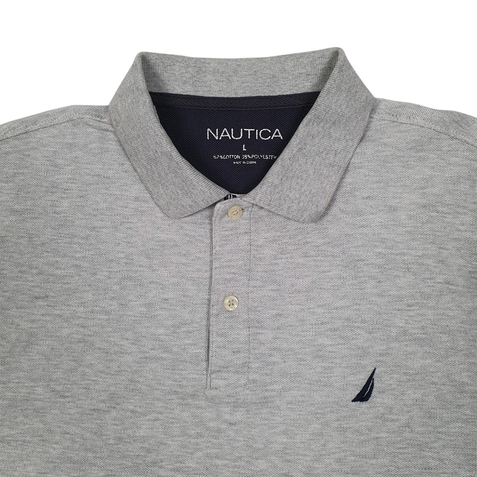 Mens Grey Nautica  Hoodie Polo Shirt