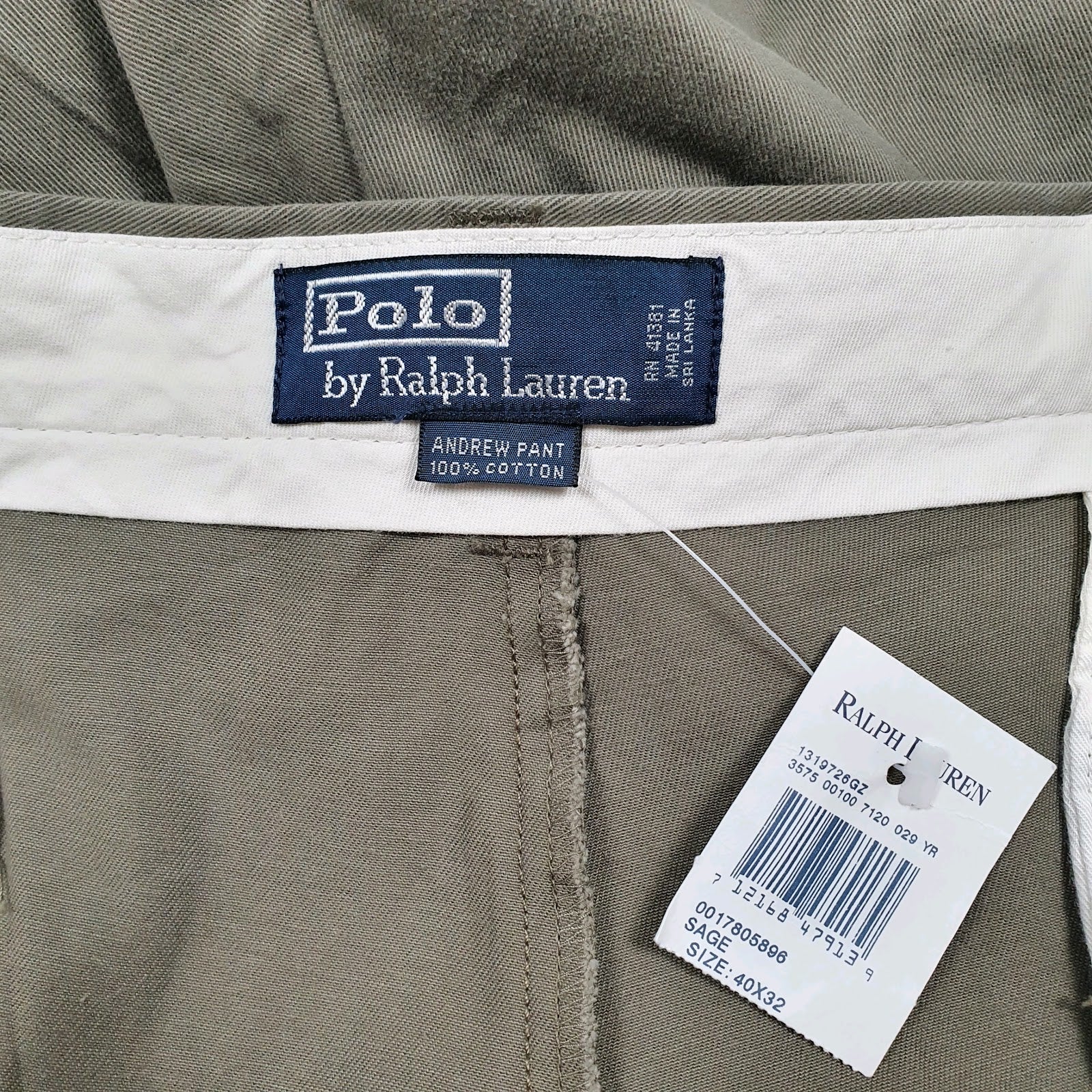 Mens Green Polo Ralph Lauren Andrew Pant Double Pleated  Trousers