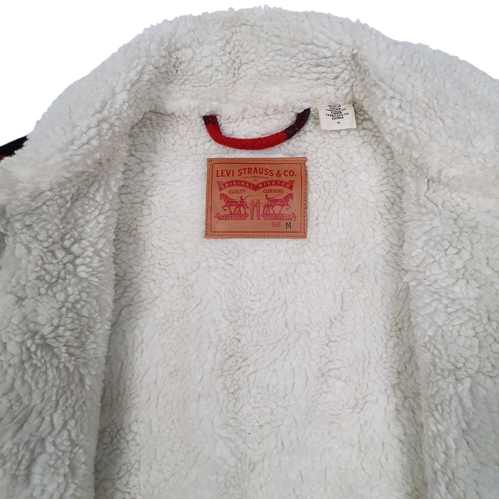 Womens Red Levis Sherpa Lined  Coat