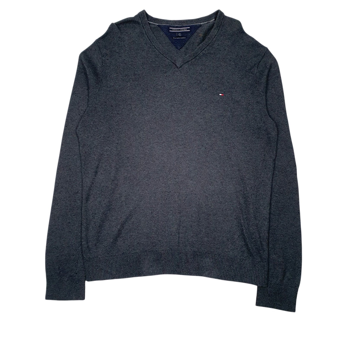 Mens Grey Tommy Hilfiger  V Neck Jumper