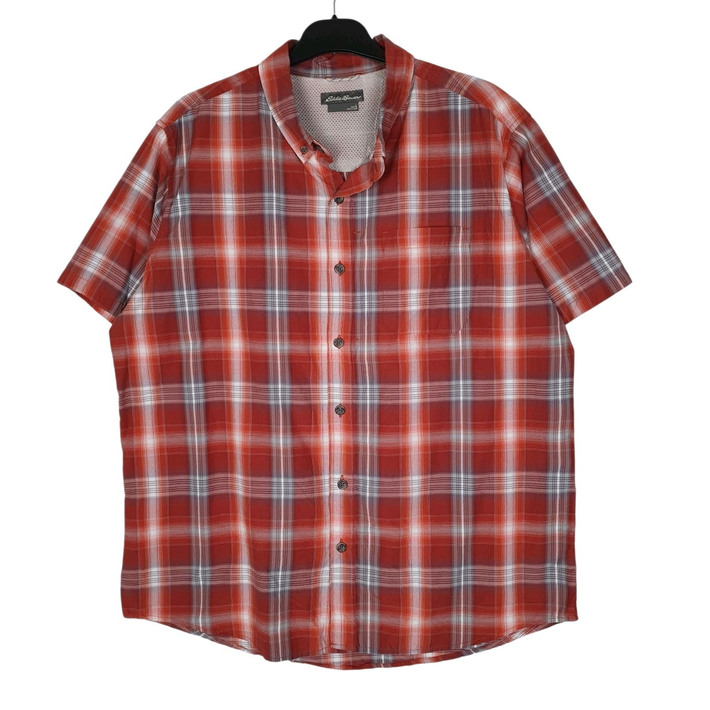 Mens Red Eddie Bauer Walking Hiking Long Sleeve Shirt