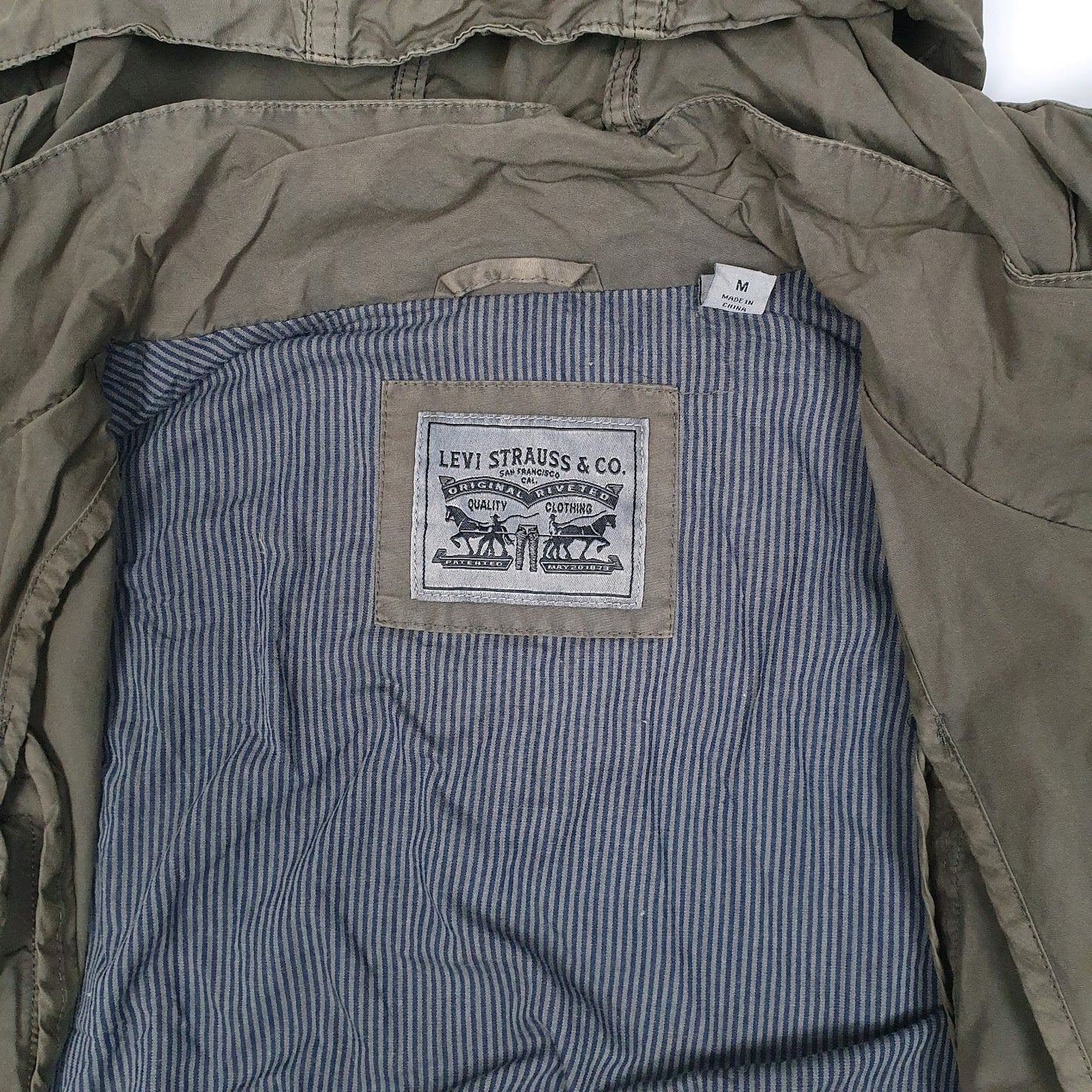 Mens Green Levis Military Lightweight  Coat