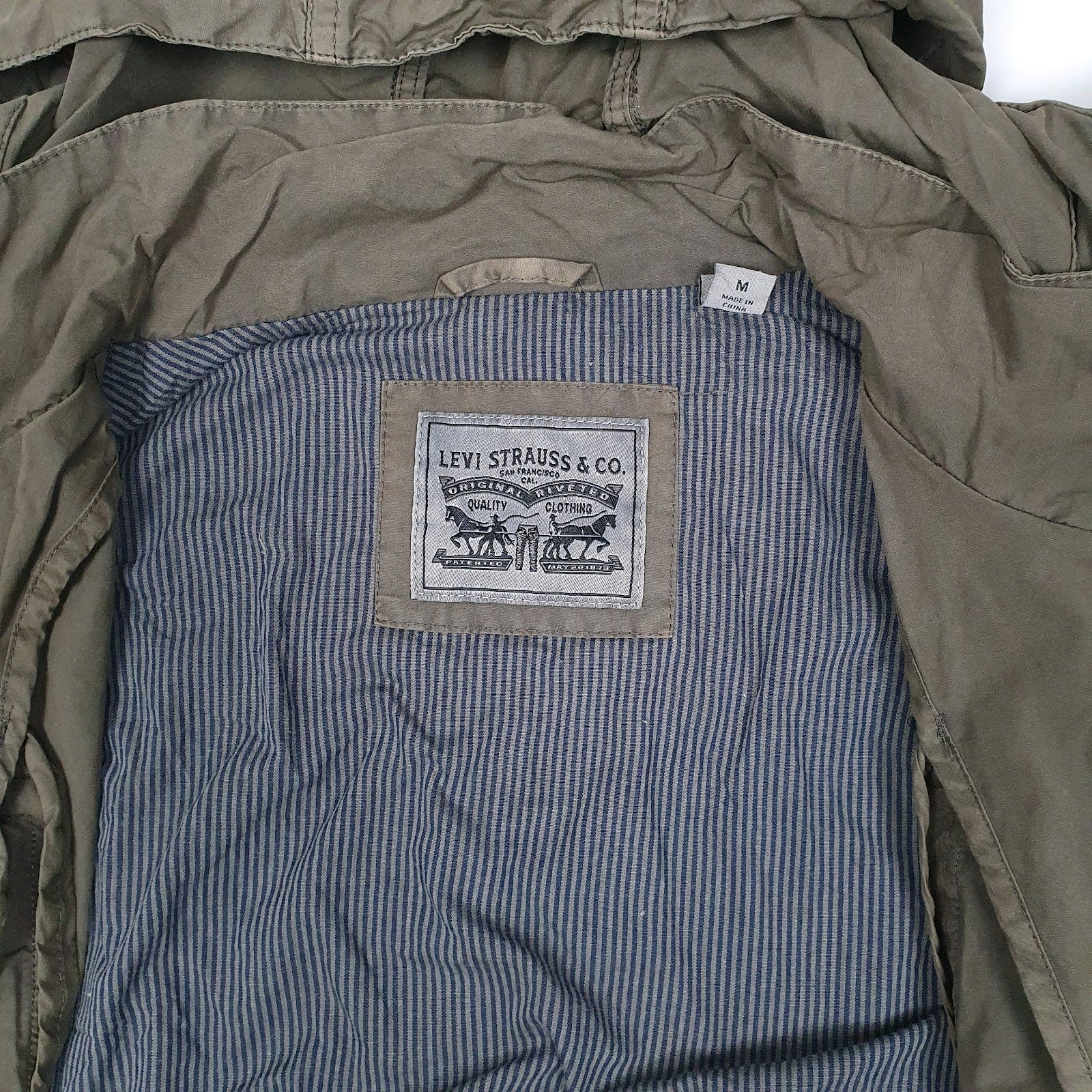 Mens Green Levis Military Lightweight  Coat