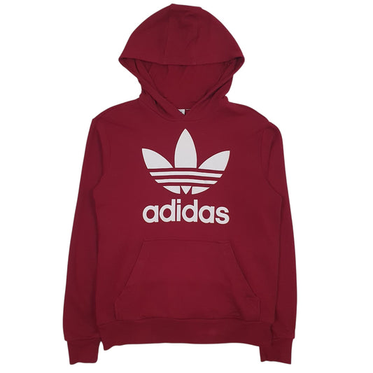 Womens Burgundy Adidas Spellout Hoodie Jumper