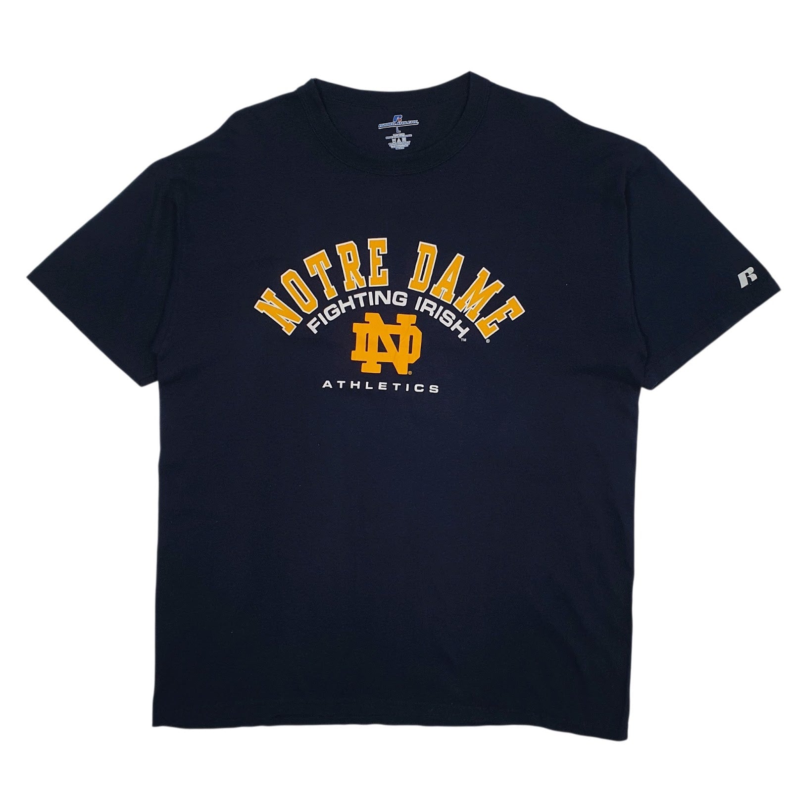 Mens Navy Russell Athletic Notre Dame Fighting Irish Short Sleeve T Shirt