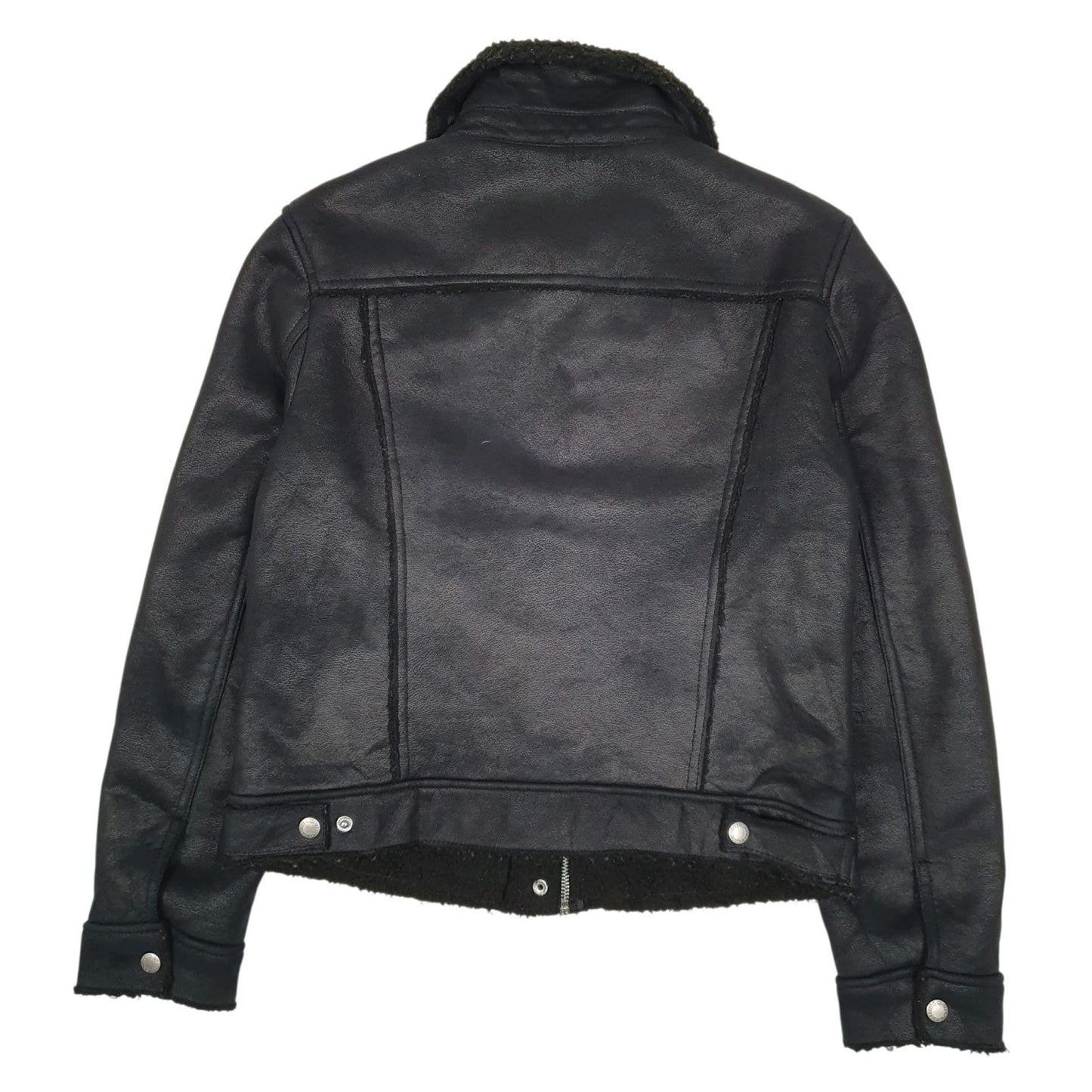 Womens Black Levis Faux Leather Suede  Coat