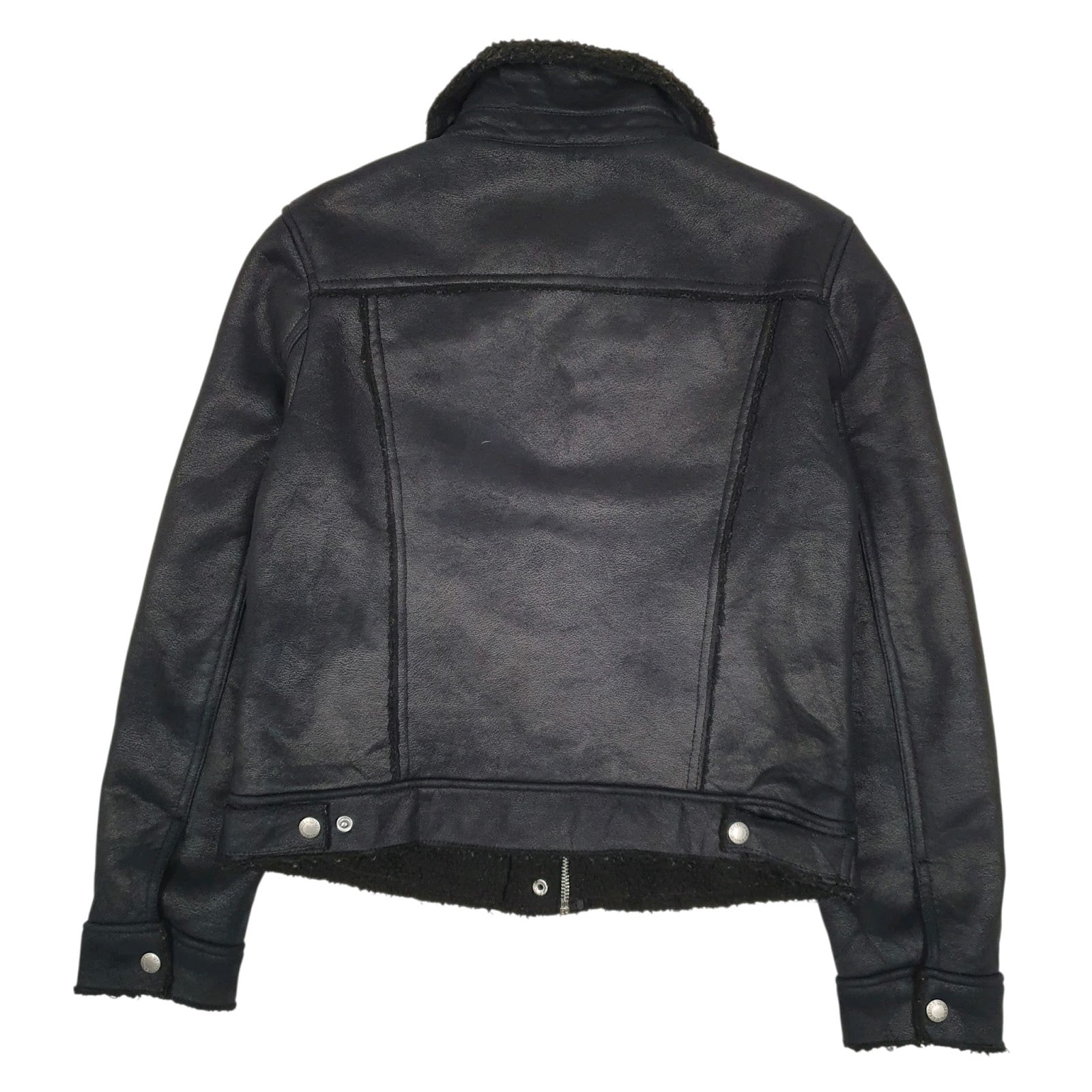 Womens Black Levis Faux Leather Suede  Coat