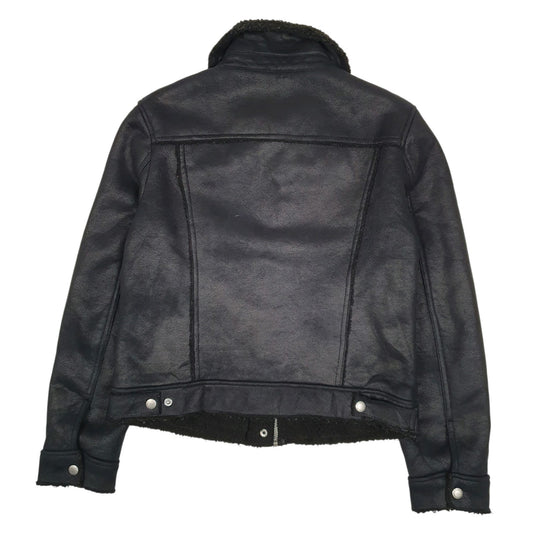 Womens Black Levis Faux Leather Suede  Coat