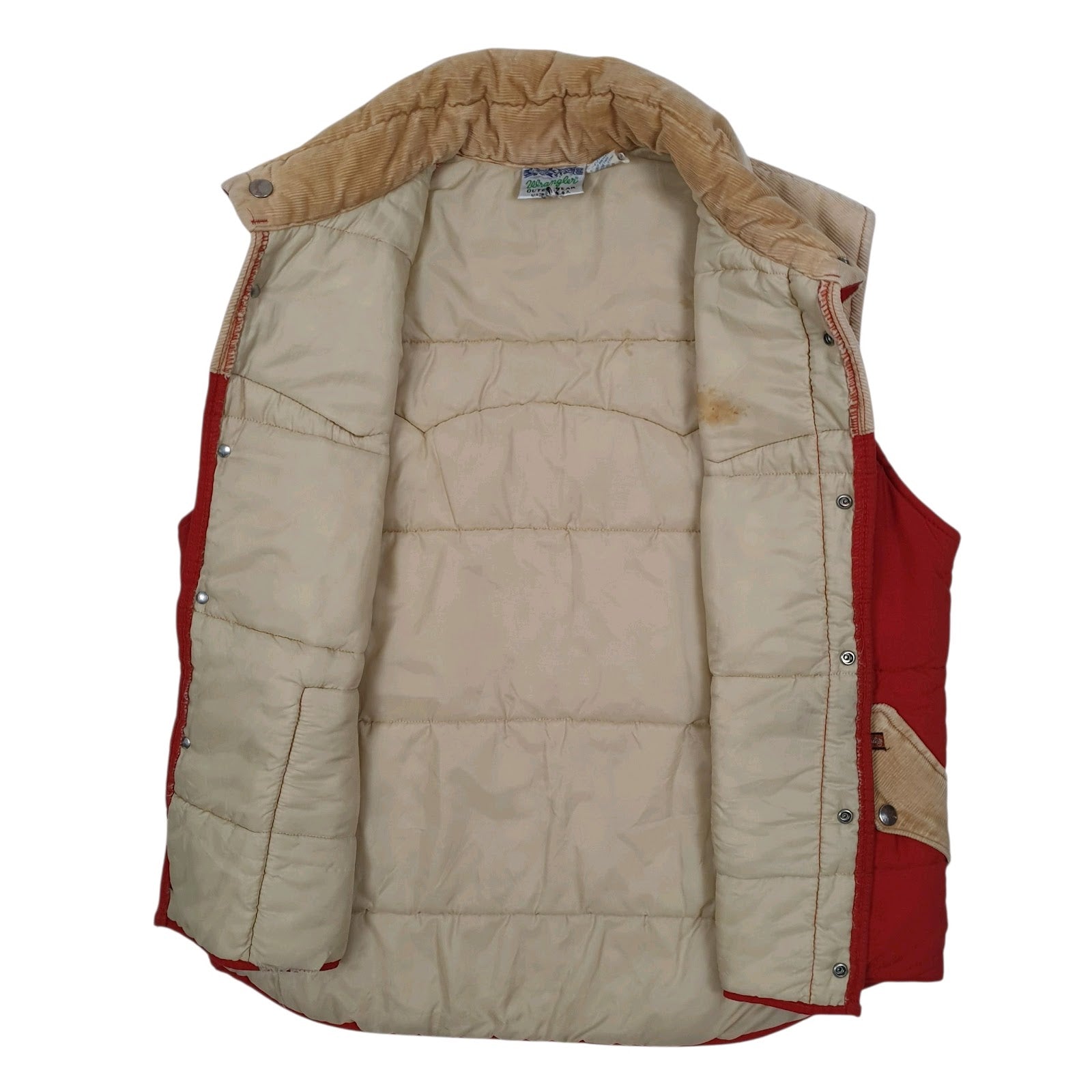 Mens Red Wrangler Vintage 1980s Made In USA Padded  Coat