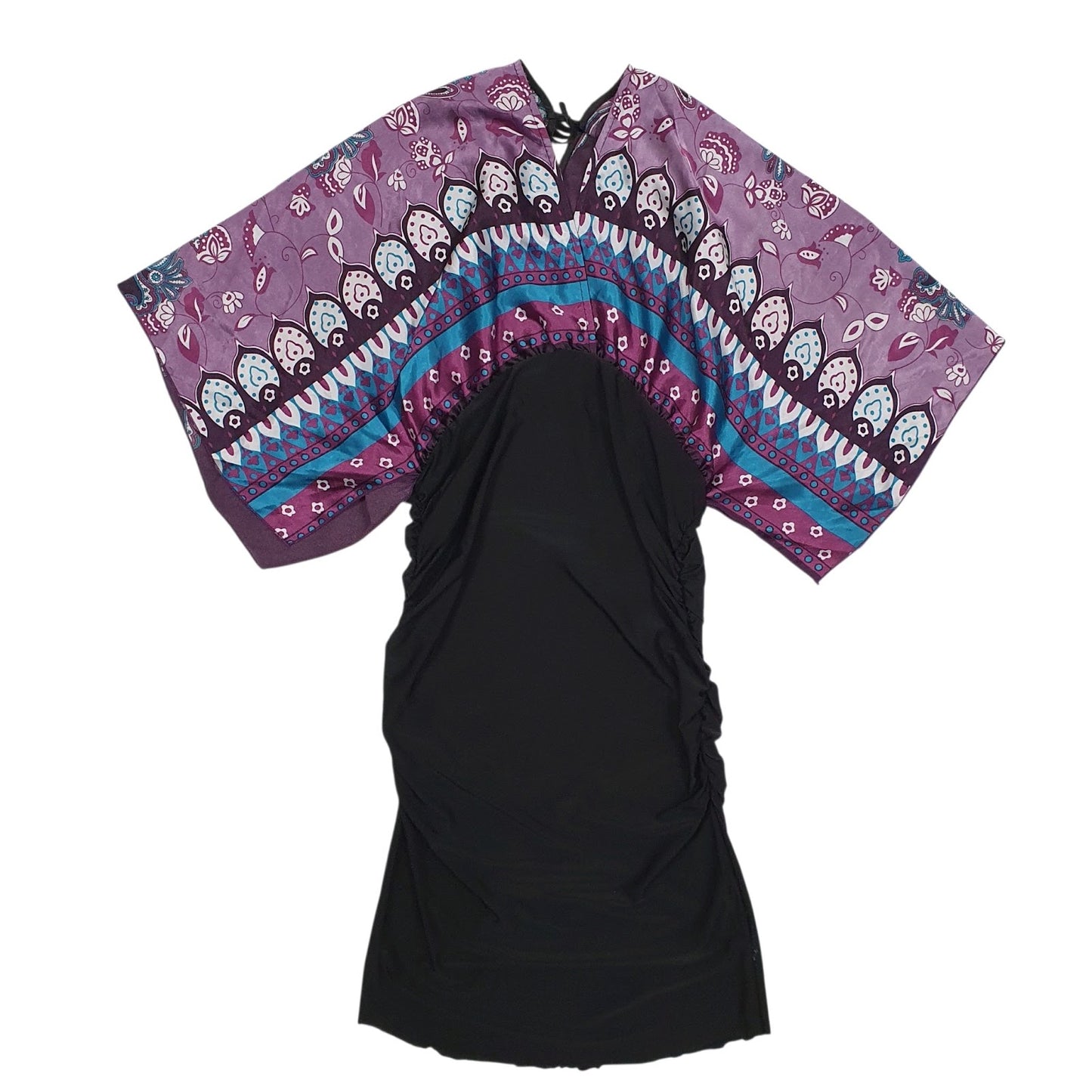 Womens Black Unbranded Oriental Short Sleeve Dress