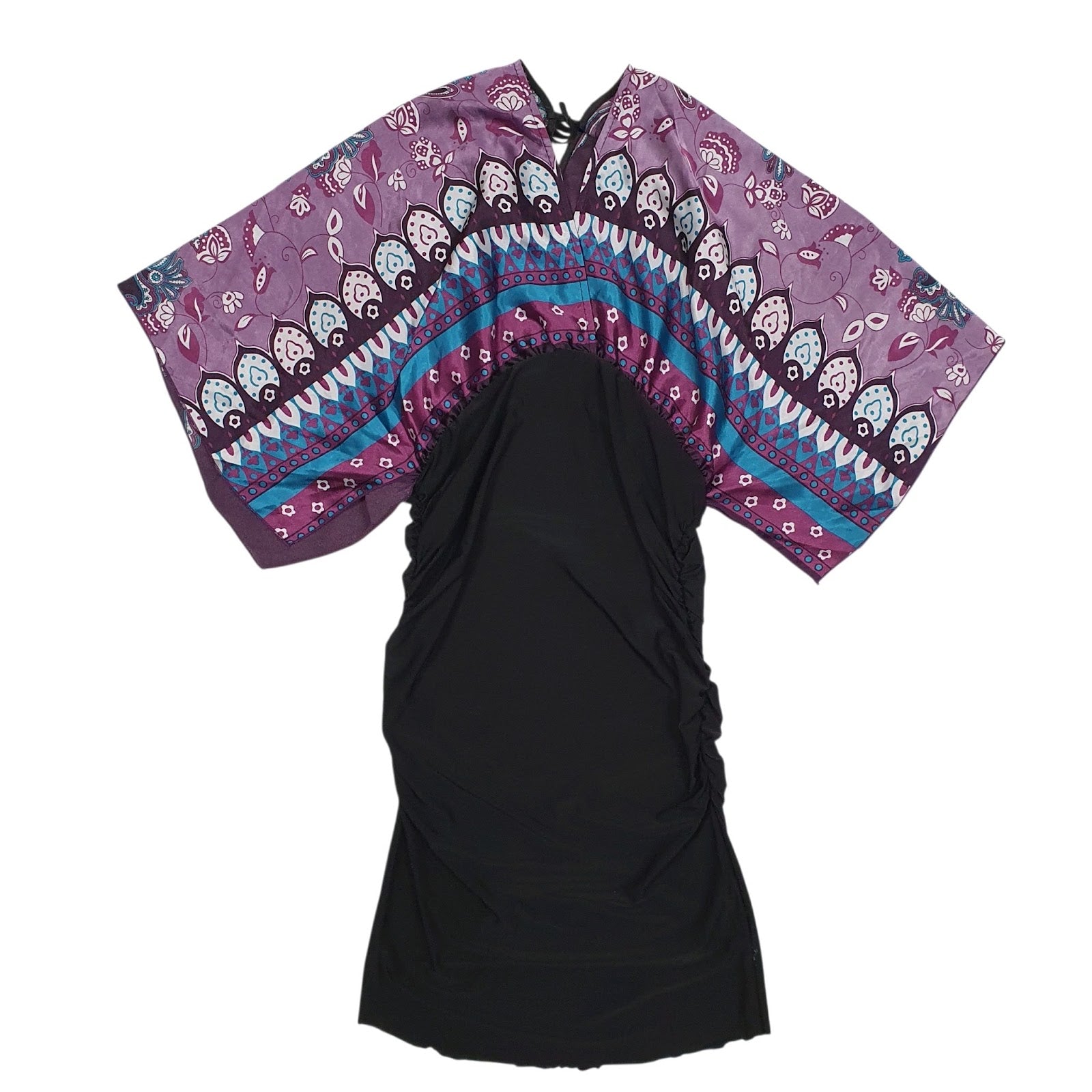 Womens Black Unbranded Oriental Short Sleeve Dress