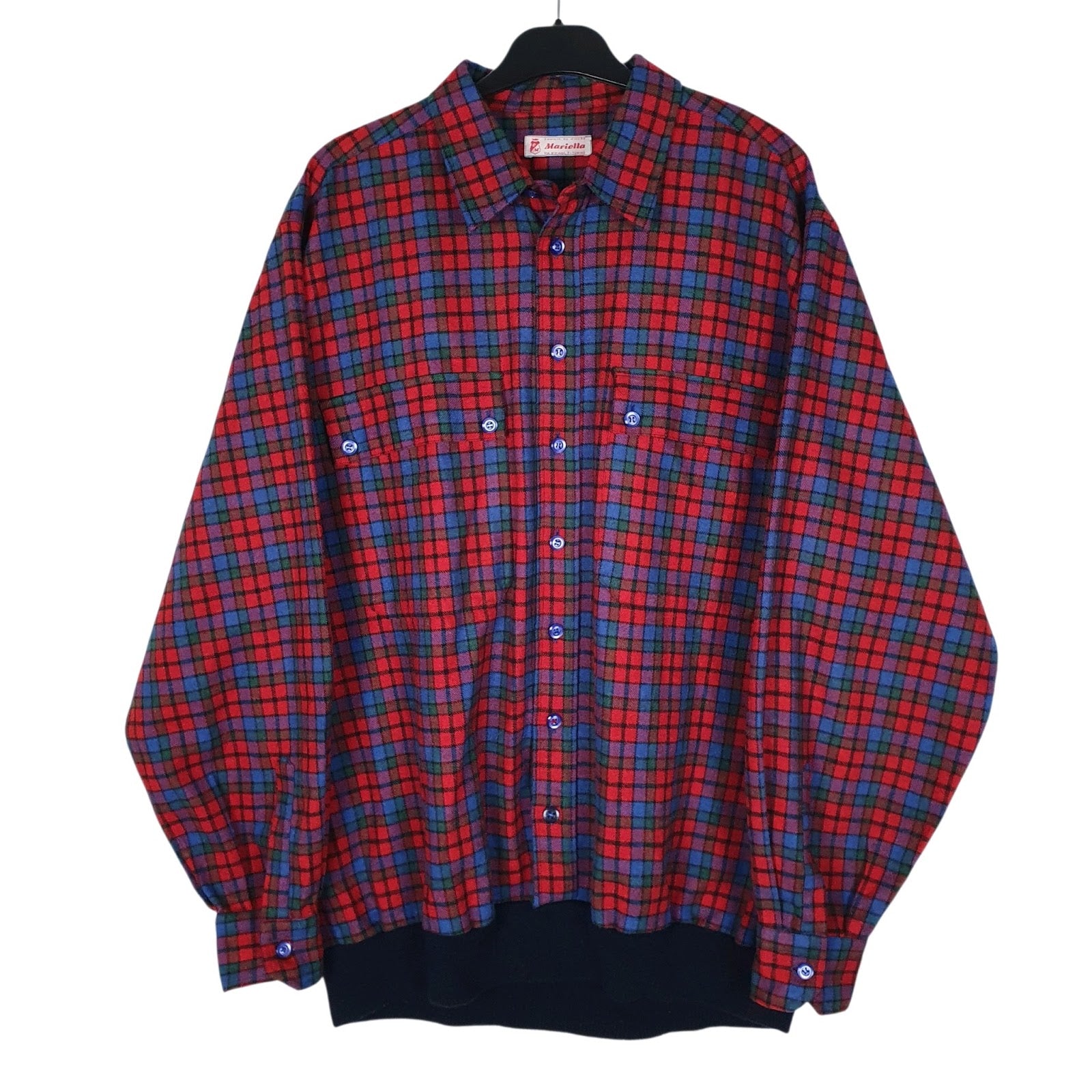 Mens Red Mariella Plaid Flannel Vintage 90s Long Sleeve Shirt