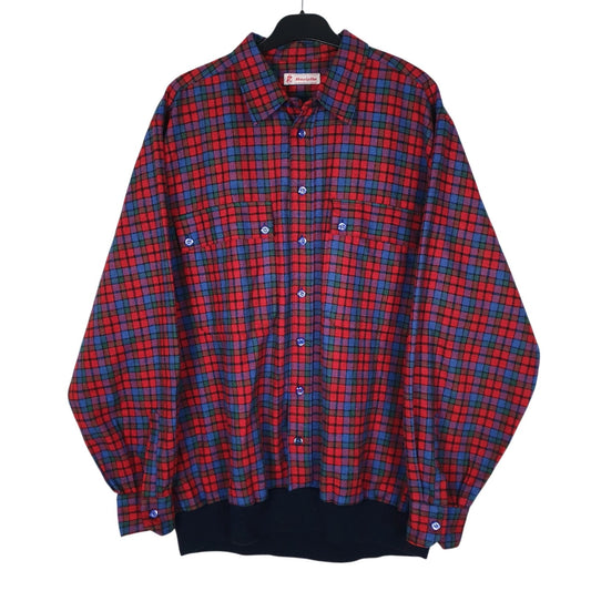 Mens Red Mariella Plaid Flannel Vintage 90s Long Sleeve Shirt