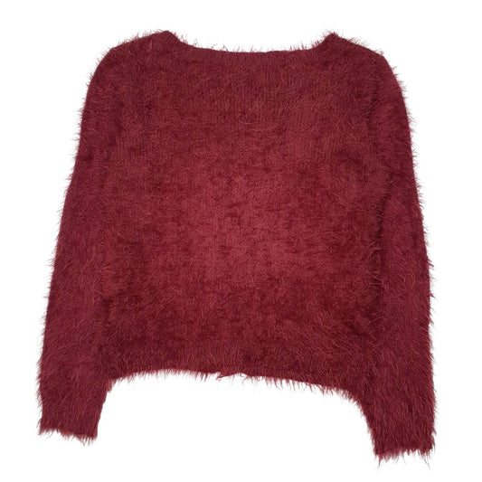 Womens Red Chic Muse Fluffy Cardigan Jumper