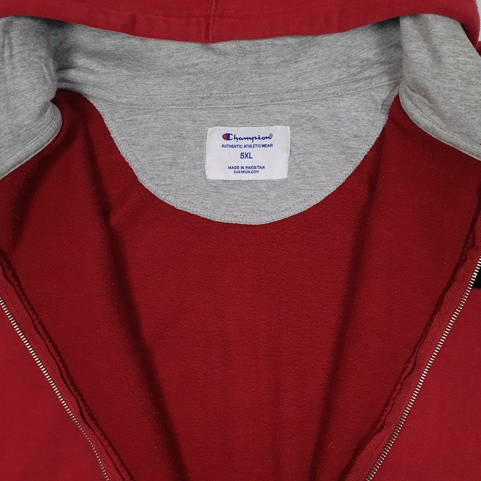 Mens Red Champion Hoodie Full Zip Jumper