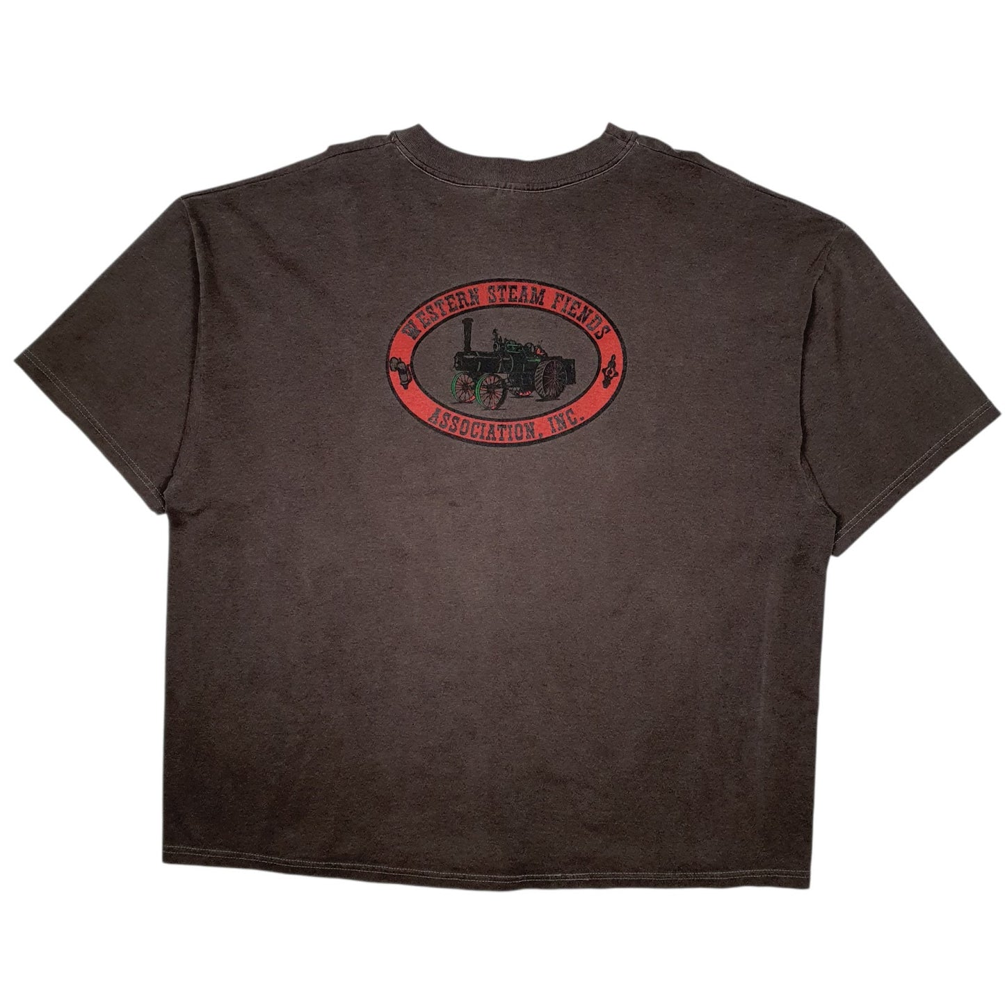 Mens Grey Hanes Western Steam Fiends  T Shirt