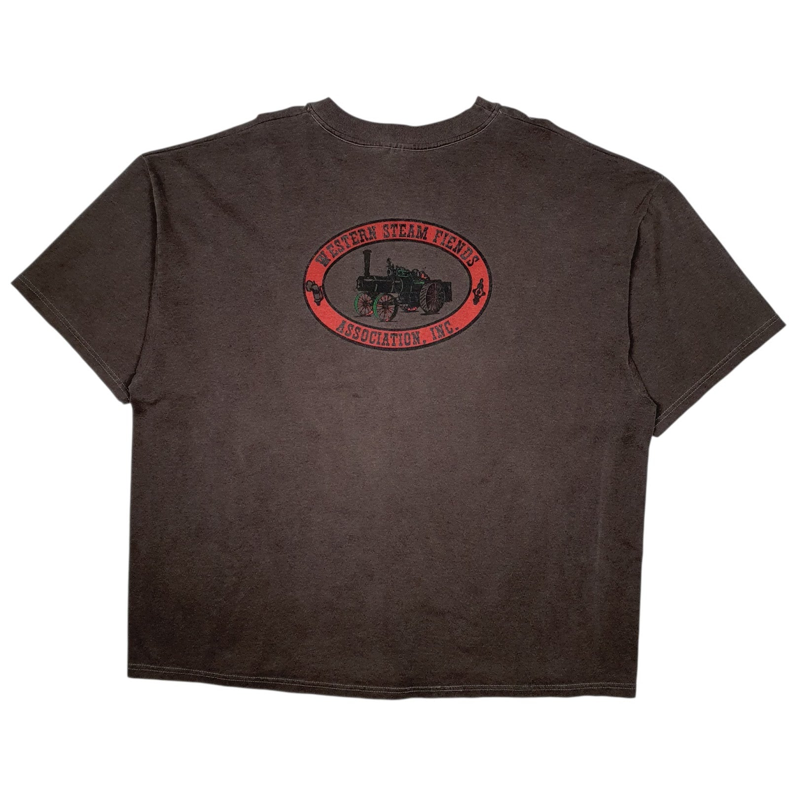 Mens Grey Hanes Western Steam Fiends  T Shirt