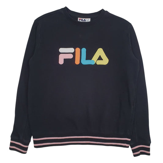 Mens Black Fila Spellout Crewneck Jumper