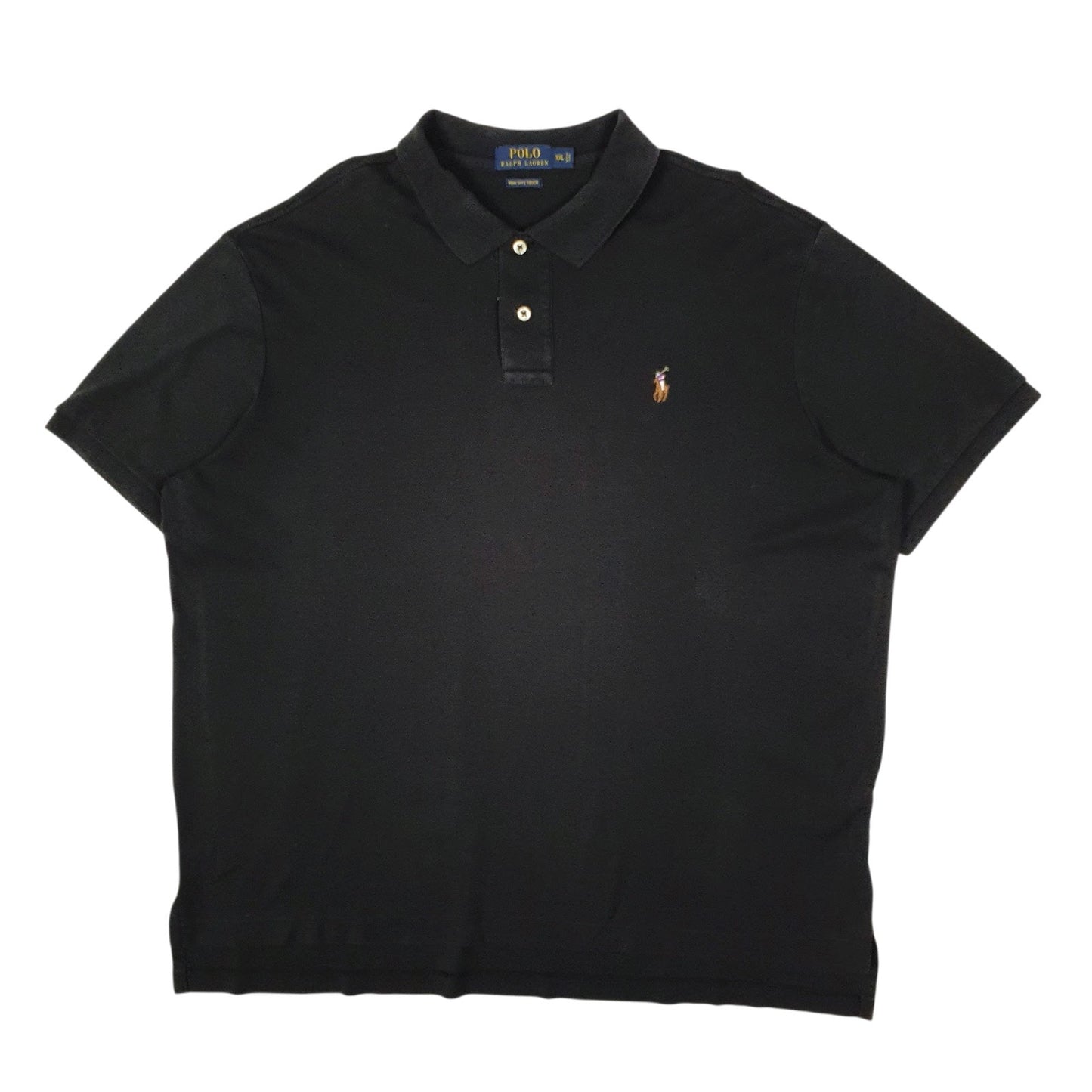Mens Black Polo Ralph Lauren Pima Soft Touch Short Sleeve Polo Shirt