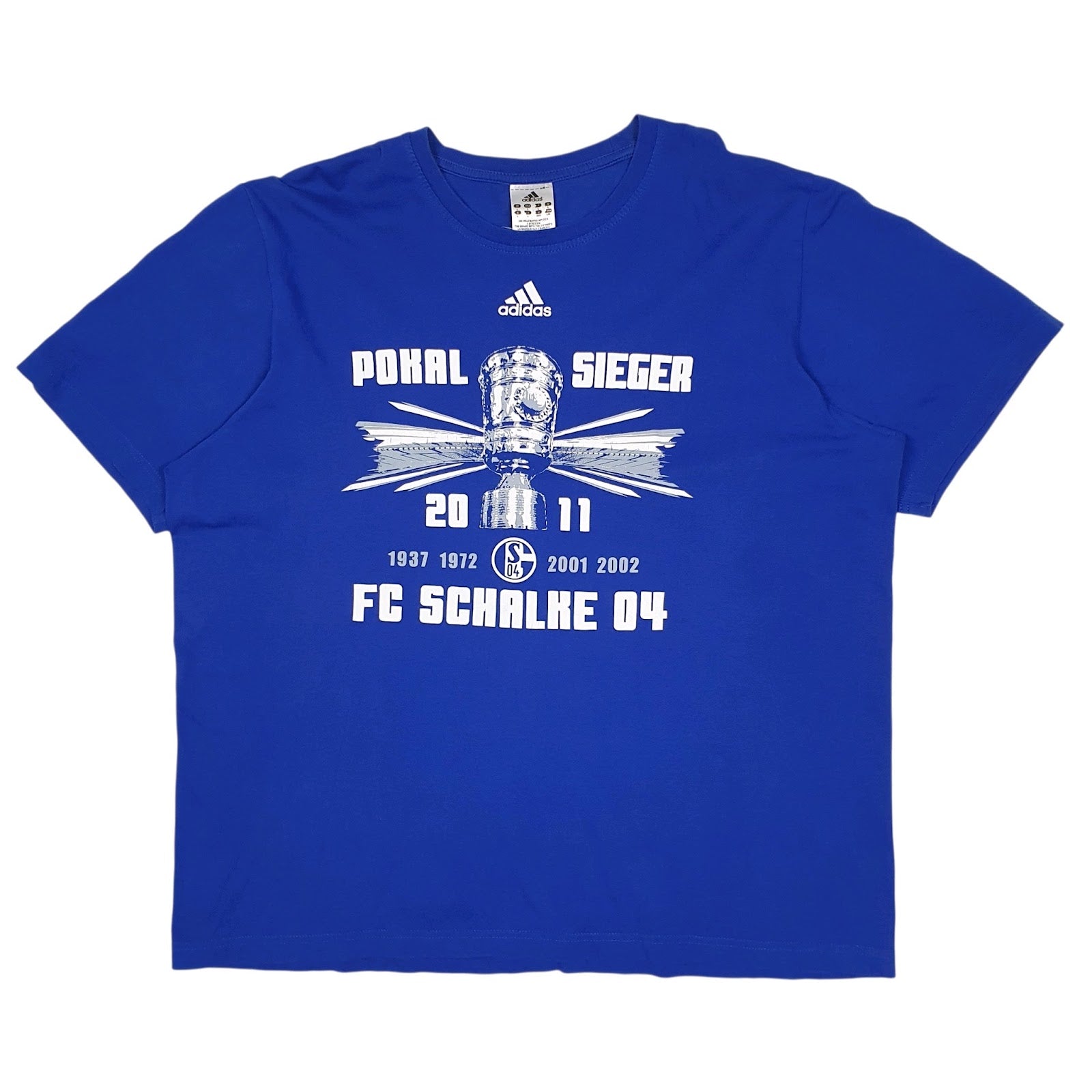 Mens Blue Adidas FC Schalke Short Sleeve T Shirt