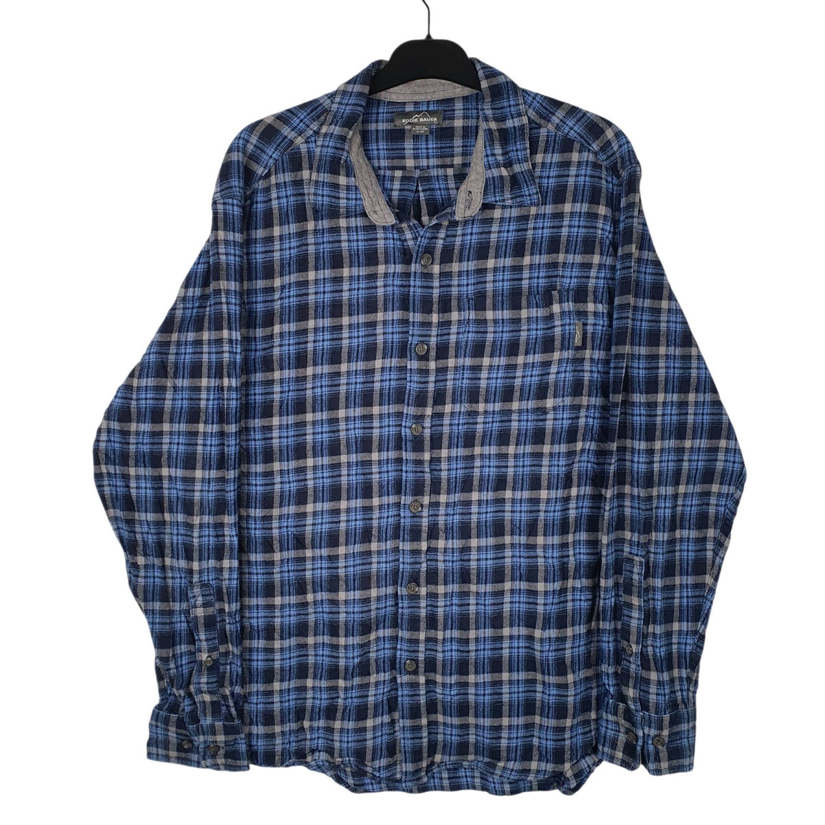 Mens Blue Eddie Bauer Flannel Long Sleeve Shirt