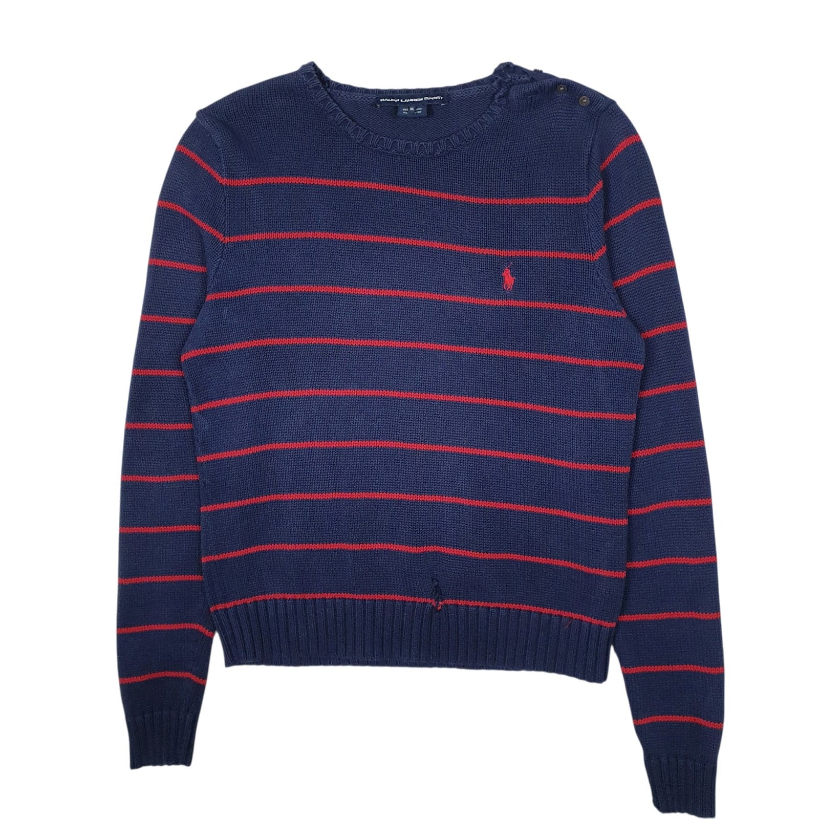 Womens Navy Ralph Lauren Sport Knit Crewneck Jumper