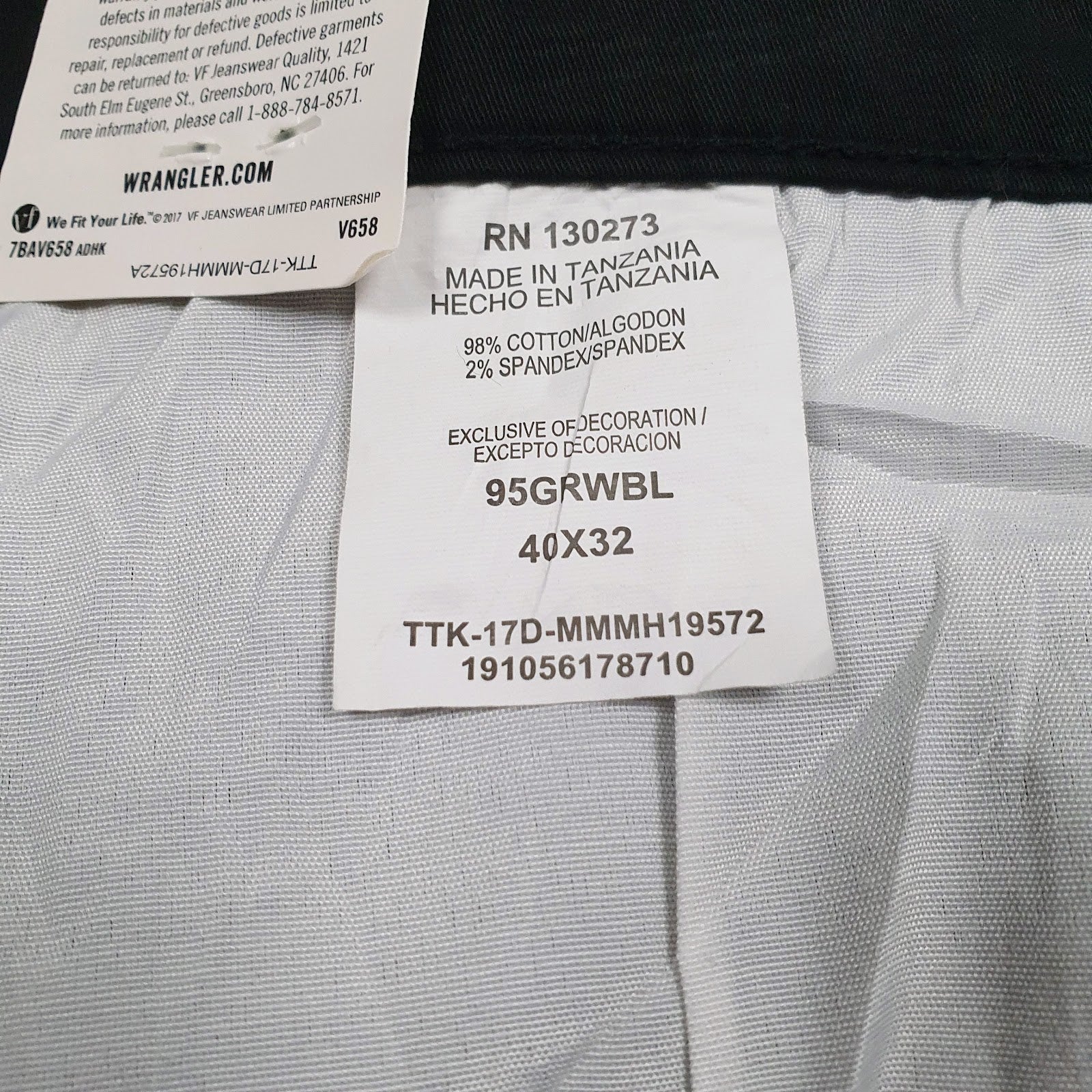 Mens Black Wrangler 95GRWBL  Trousers