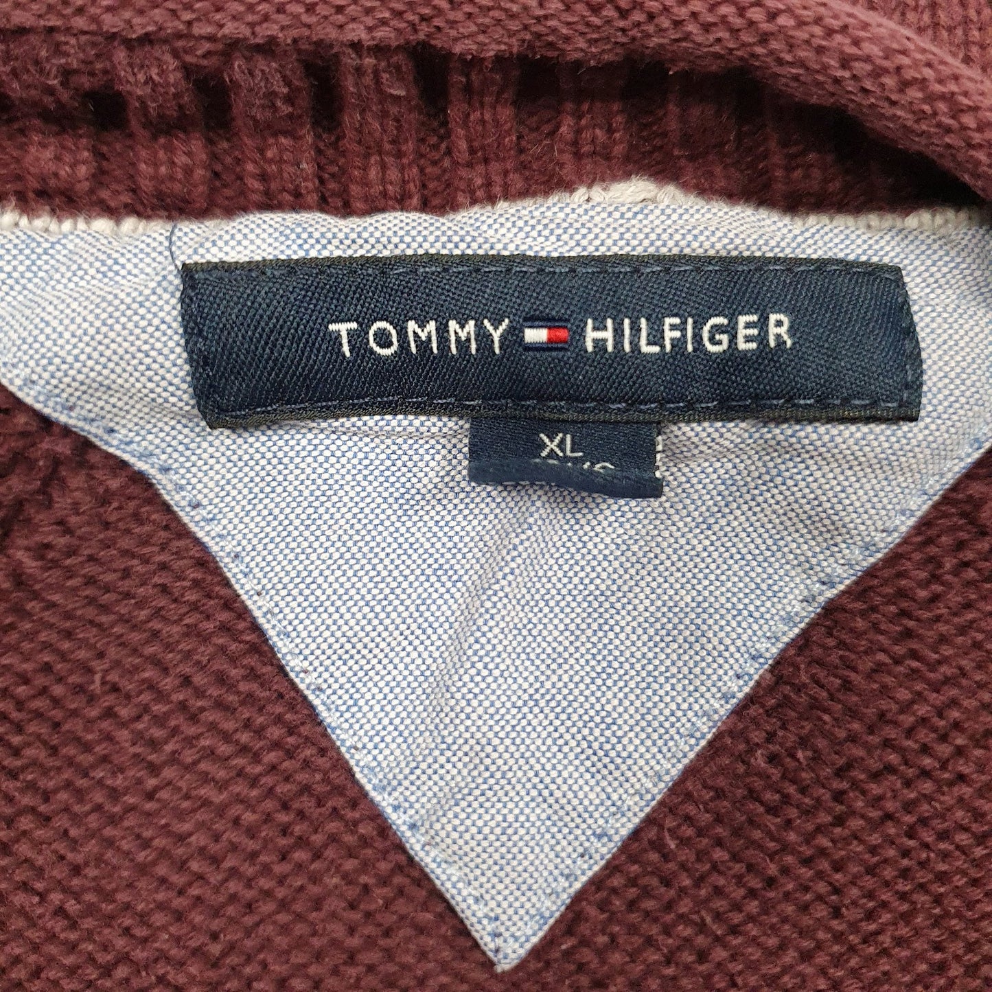 Mens Burgundy Tommy Hilfiger Knitwear Crewneck Jumper