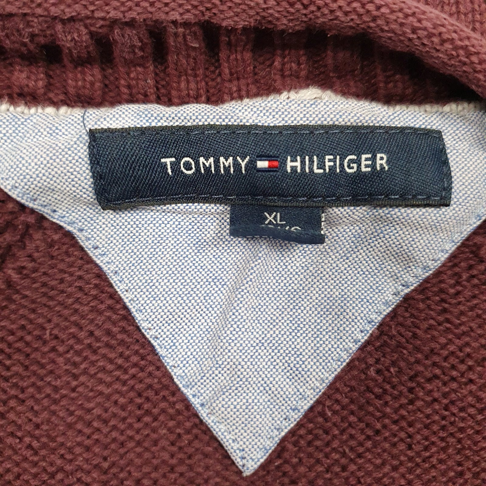 Mens Burgundy Tommy Hilfiger Knitwear Crewneck Jumper