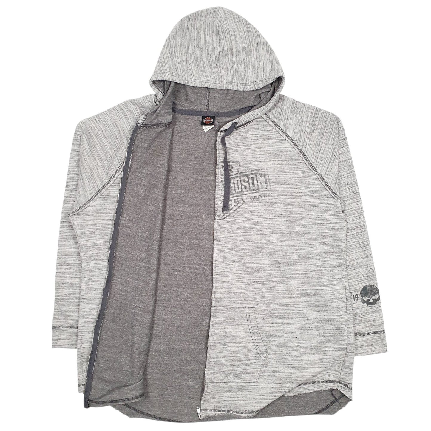 Womens Grey Harley Davidson Spellout Full Zip Jumper