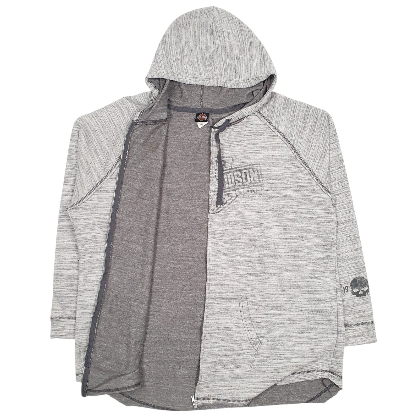 Womens Grey Harley Davidson Spellout Full Zip Jumper