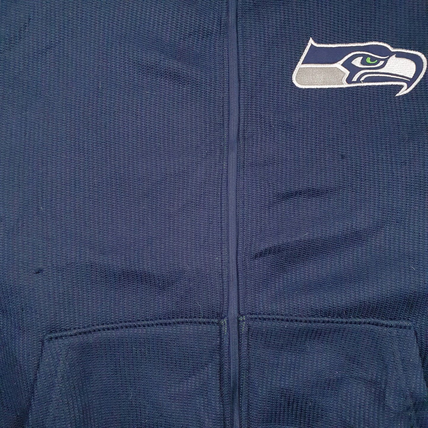 Mens Navy NFL Seattle Seahawks Baggy Fleece Lined Full Zip Jumper