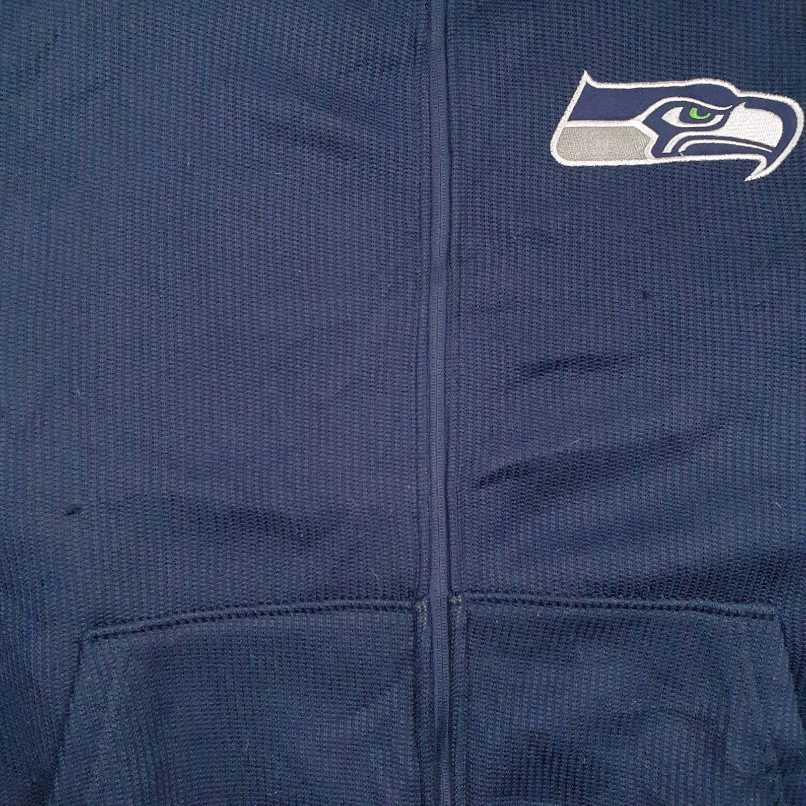 Mens Navy NFL Seattle Seahawks Baggy Fleece Lined Full Zip Jumper
