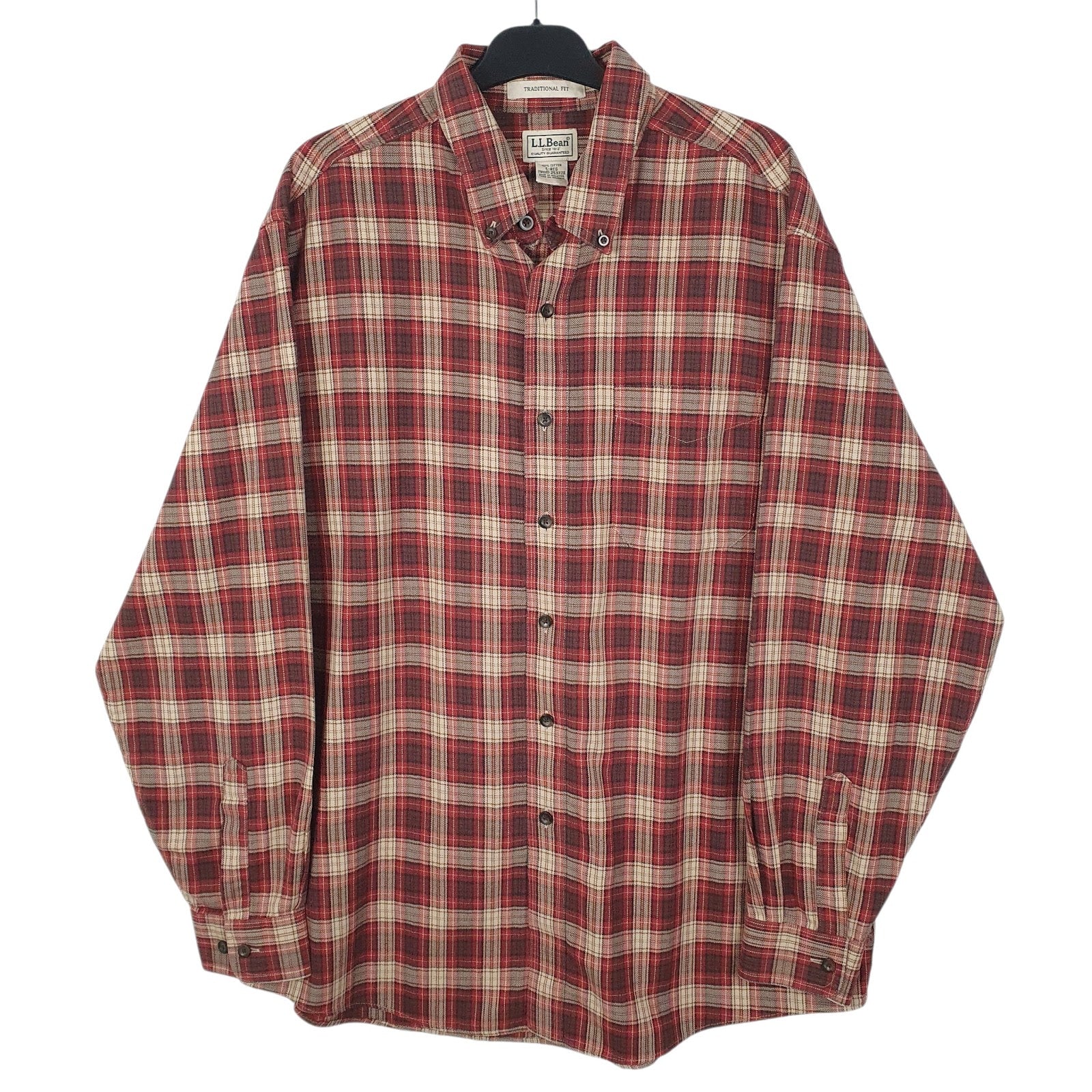 Mens Red L.L.Bean Flannel Long Sleeve Shirt