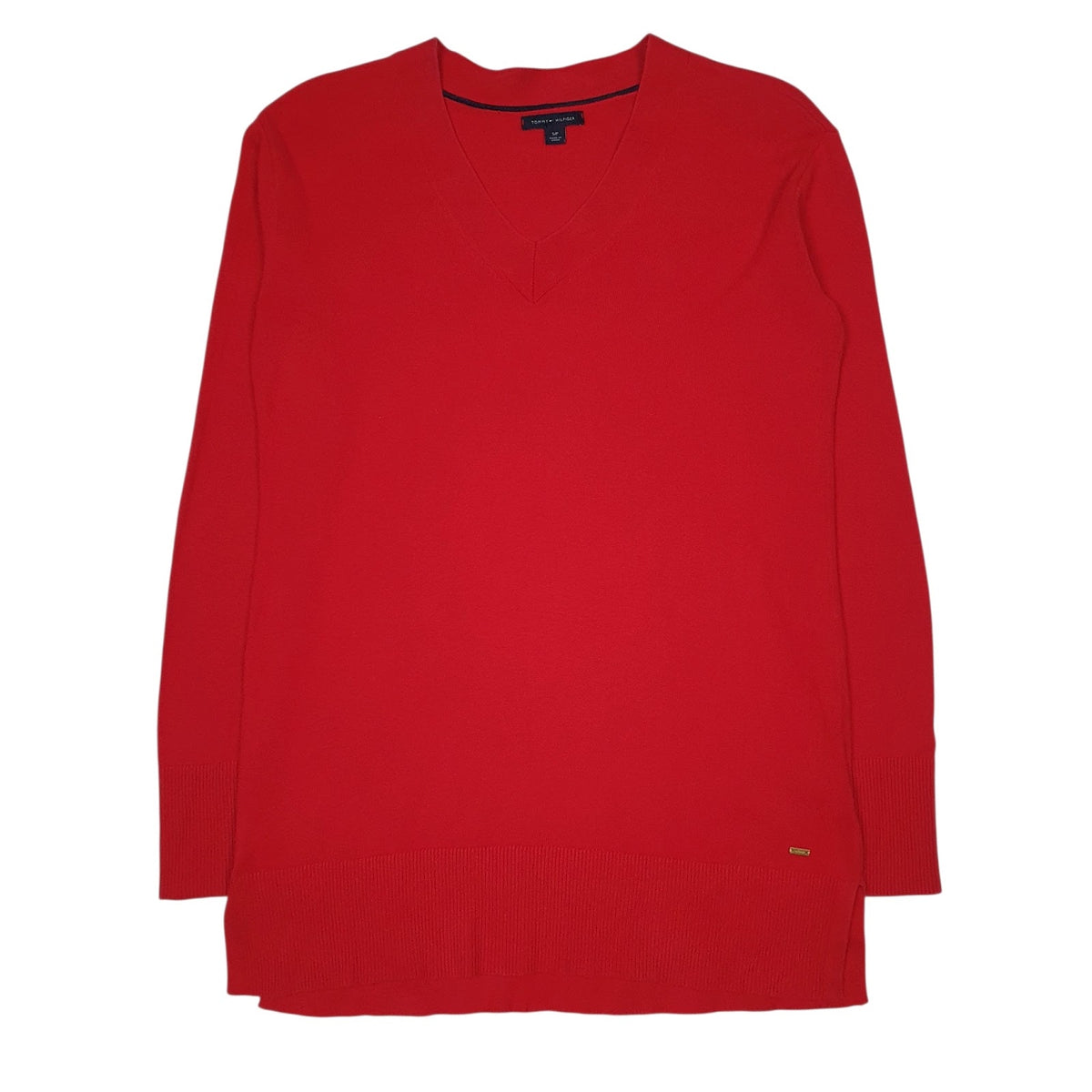 Mens Red Tommy Hilfiger  V Neck Jumper