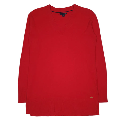 Mens Red Tommy Hilfiger  V Neck Jumper