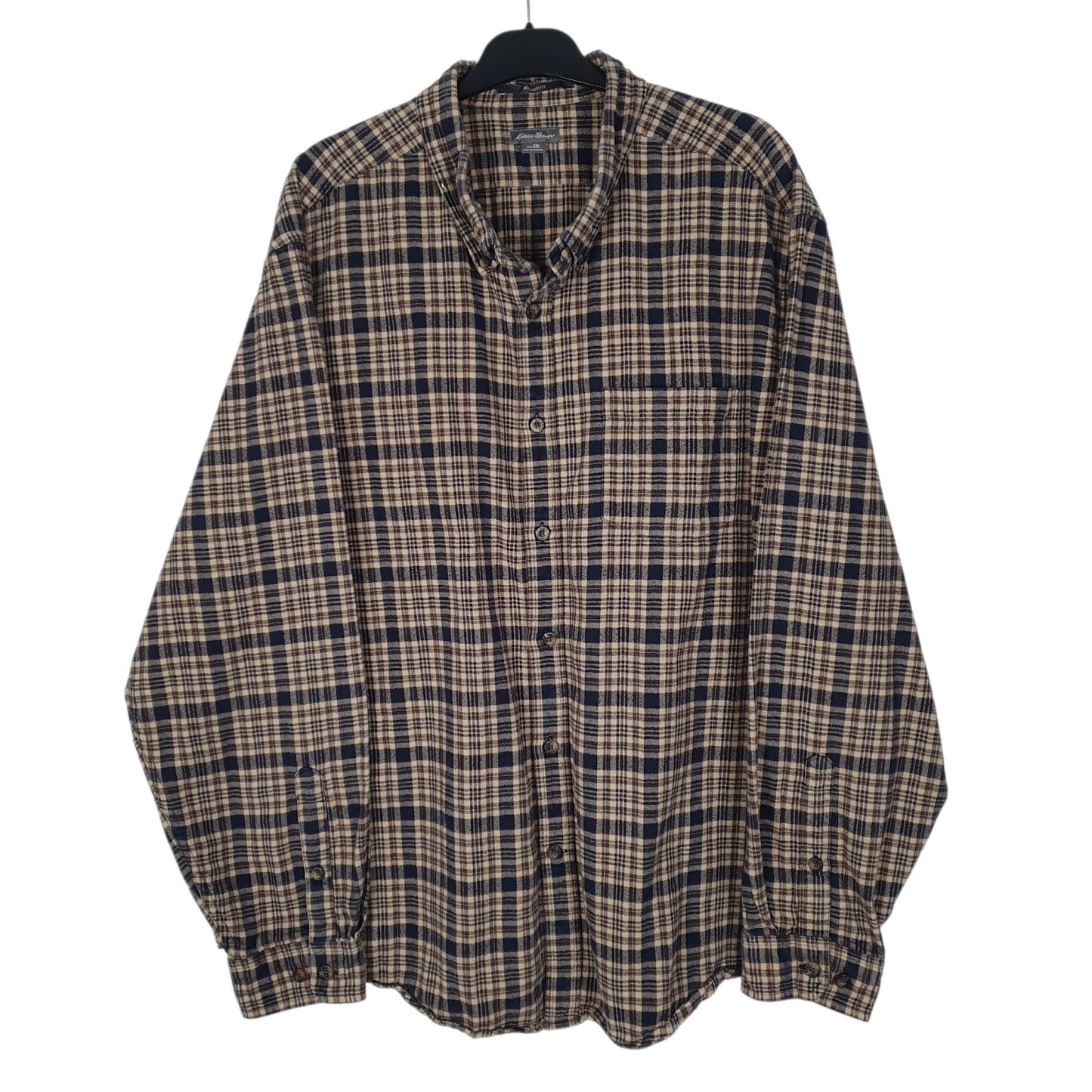 Mens Brown Eddie Bauer Thick Flannel Relaxed Fit Long Sleeve Shirt