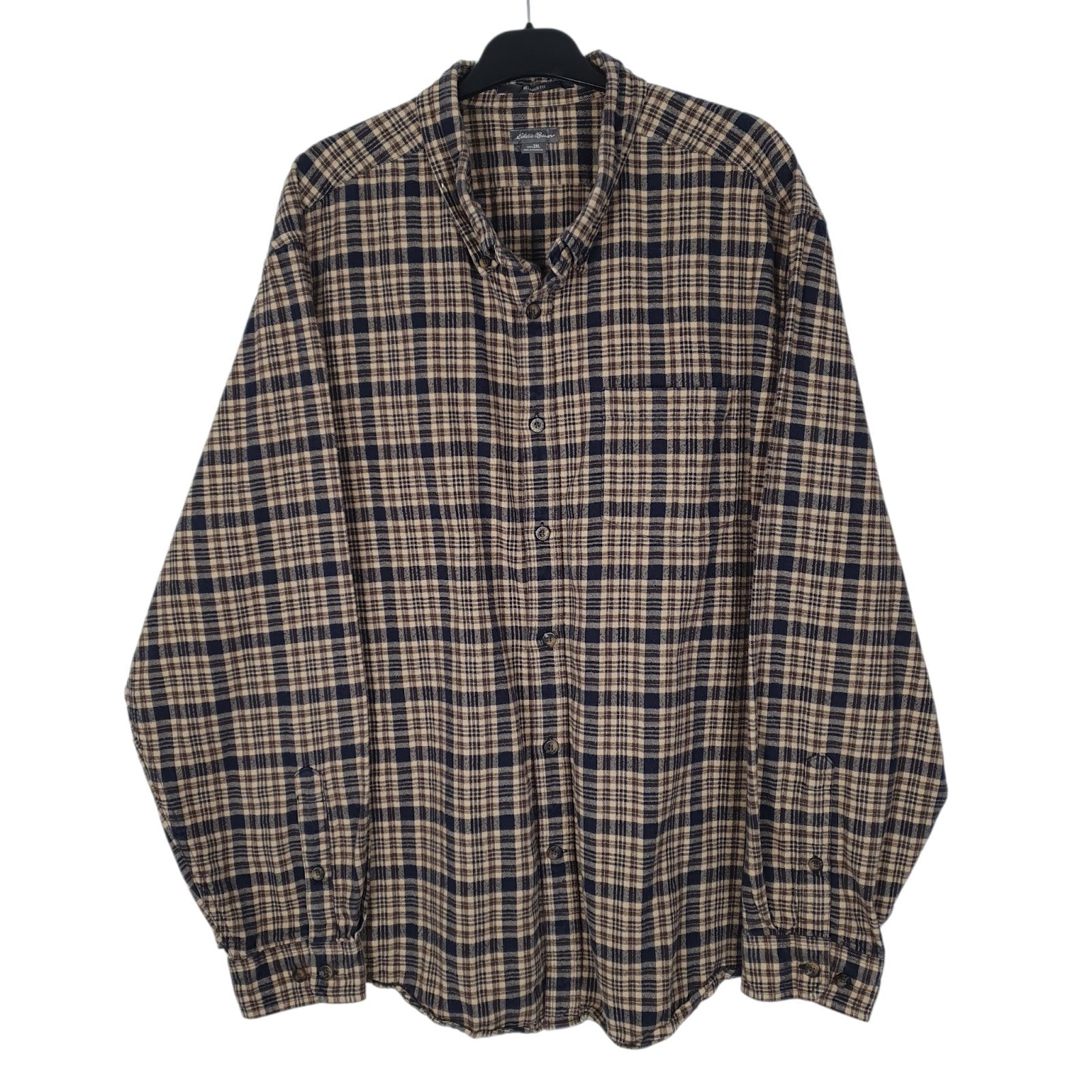 Mens Brown Eddie Bauer Thick Flannel Relaxed Fit Long Sleeve Shirt